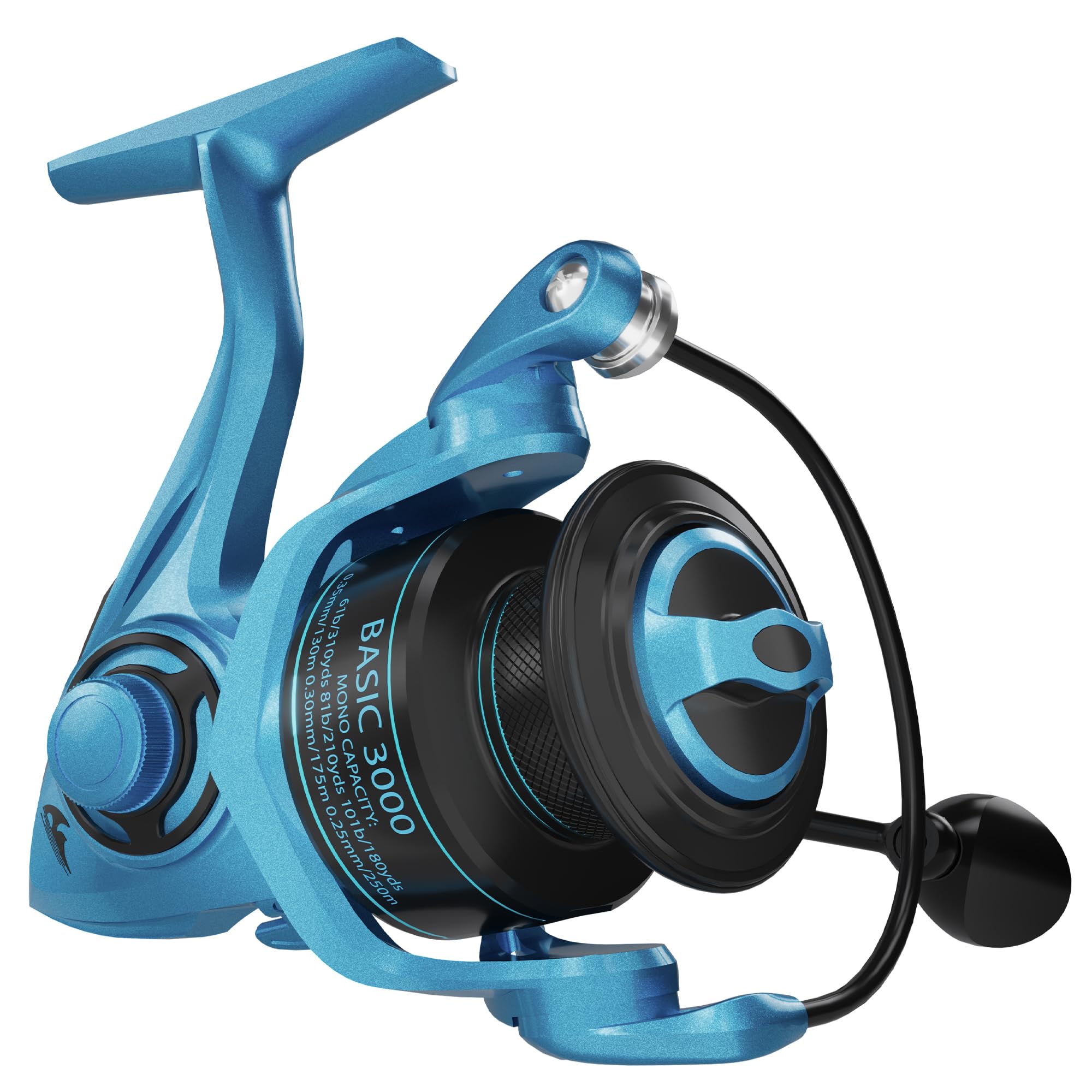 Spinning Reel, Freshwater Fishing Reels Spinning, 9+1 Ball Bearings, Lightweight & Ultra-Smooth, 22lbs Max Drag, 5.2:1 Gear Ratio, Basic Series, 1000 to 5000 Size, Sky Blue