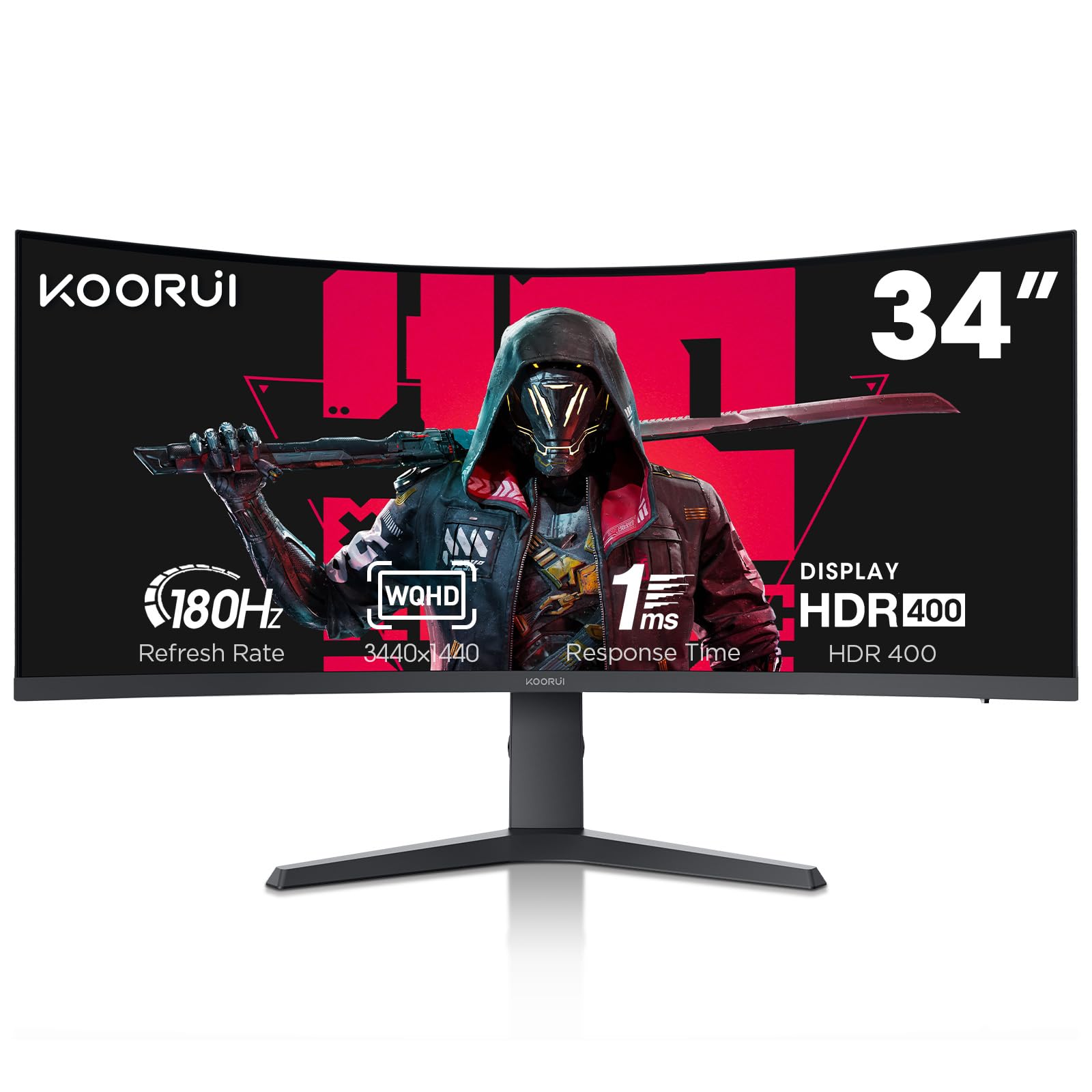 KOORUI 34-inch Ultrawide Curved WQHD Gaming Monitor 34E6UC