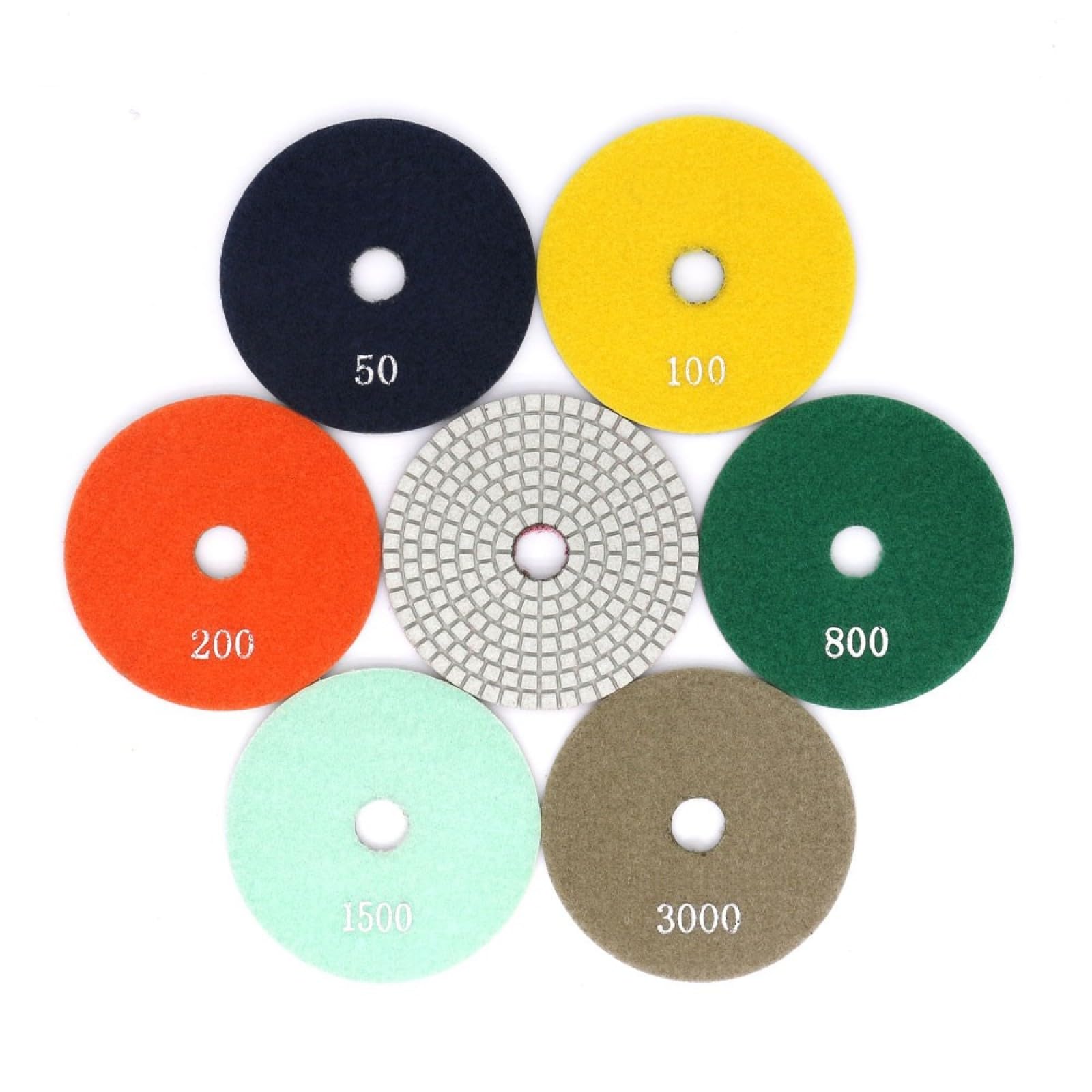 6 Uds., Almohadillas De Pulido De Diamante En Seco Y Húmedo De 4 ", Disco De Molienda Flexible Para Suelo De Hormigón, Pulido De Piedra, Enlace De Resina Blanca 50-3000#,Gris