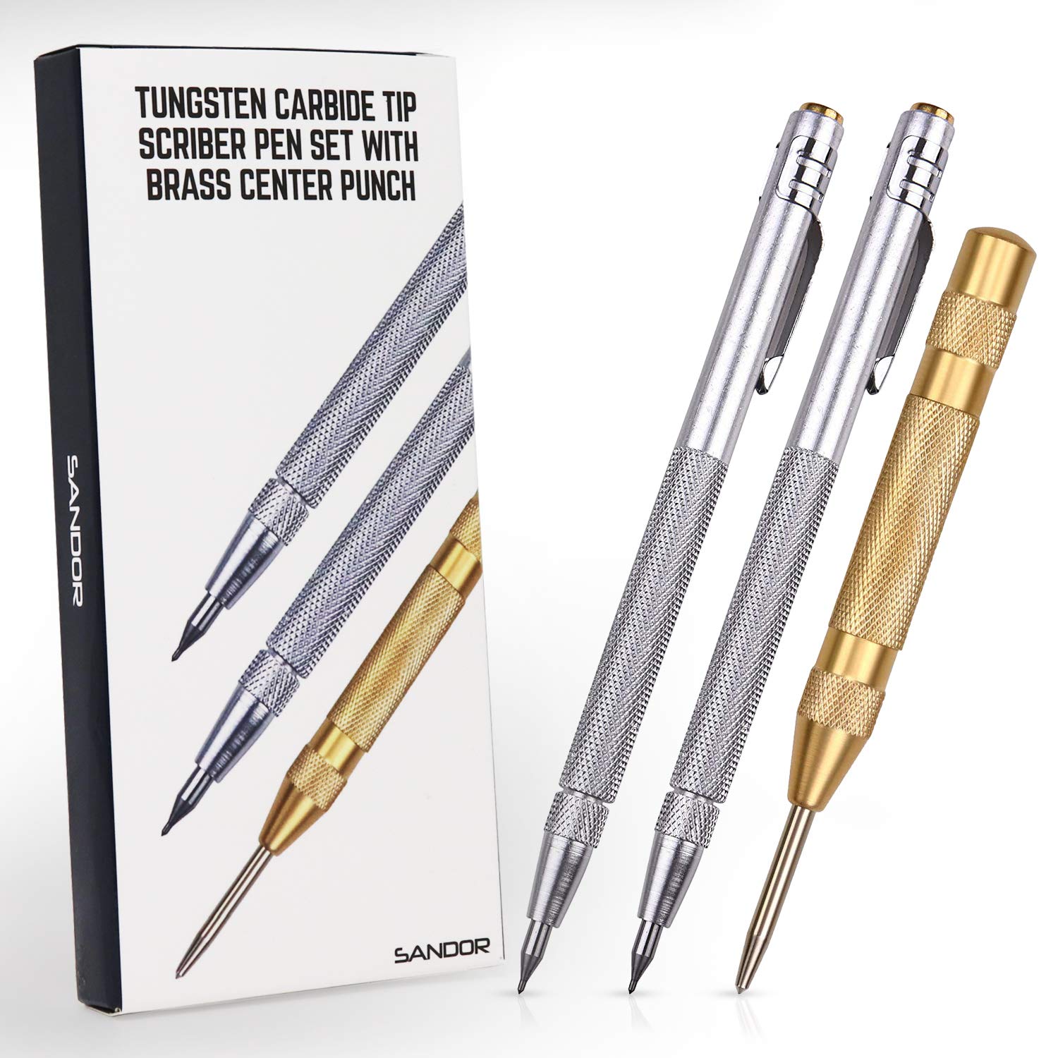 Tungsten Carbide Tip Scriber 2 Pack with Brass Automatic Center Punch — Amazon image 7