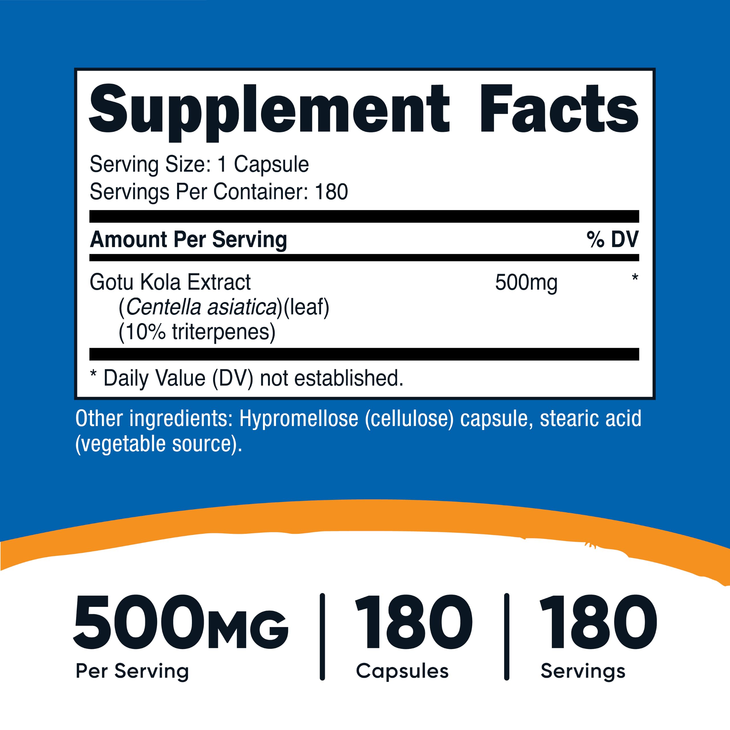 Nutricost Gotu Kola 500mg, 180 Capsules, Vegetarian, Gluten-Free, GMO-Free — Amazon image 2