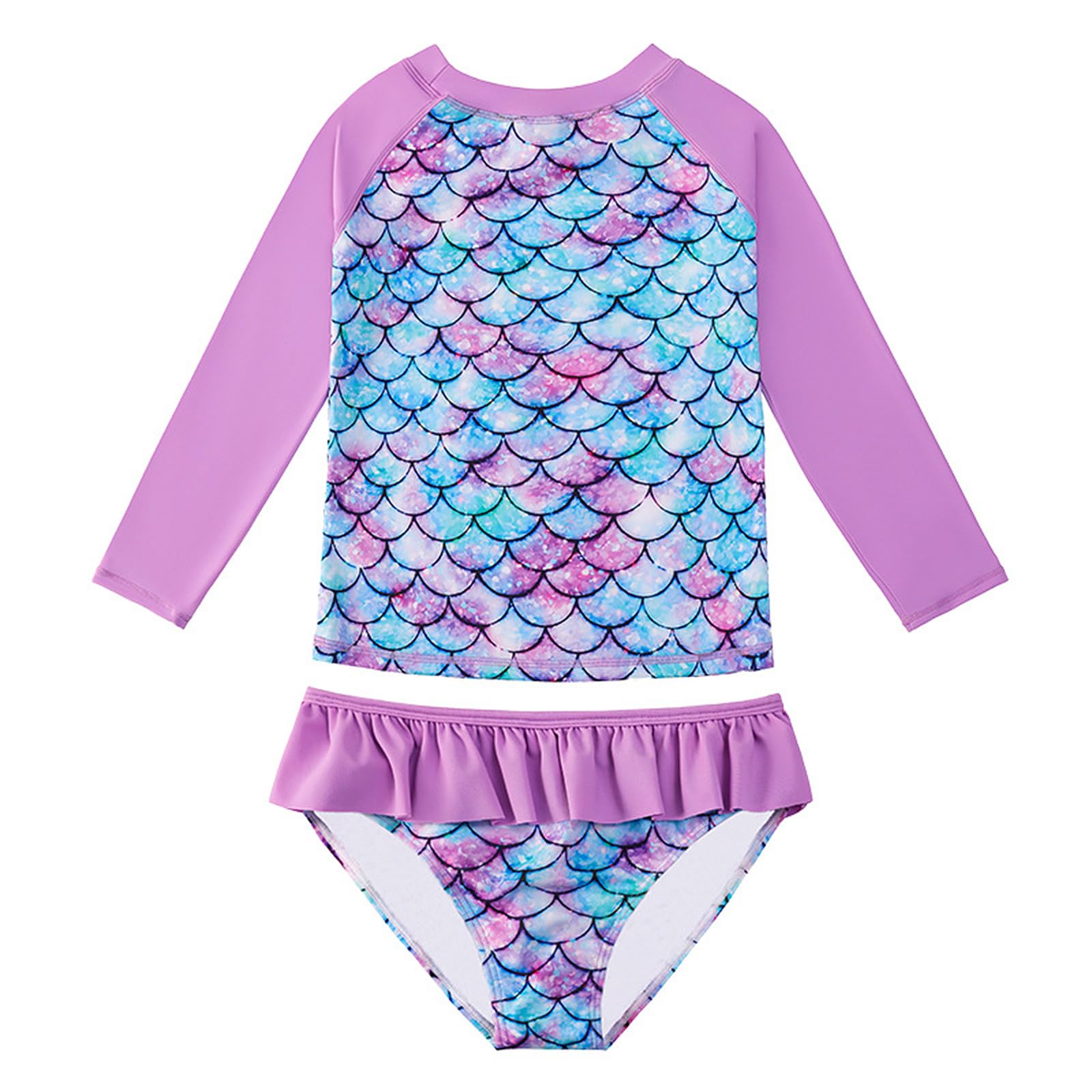 WYTbaby Bañador Niña Dos Pieza Manga Larga Traje De Baño Niñas UPF 50+ Proteccion Solar Natacion Playa Transpirable Secado Rápido Bañador para Niña 3-9 Años