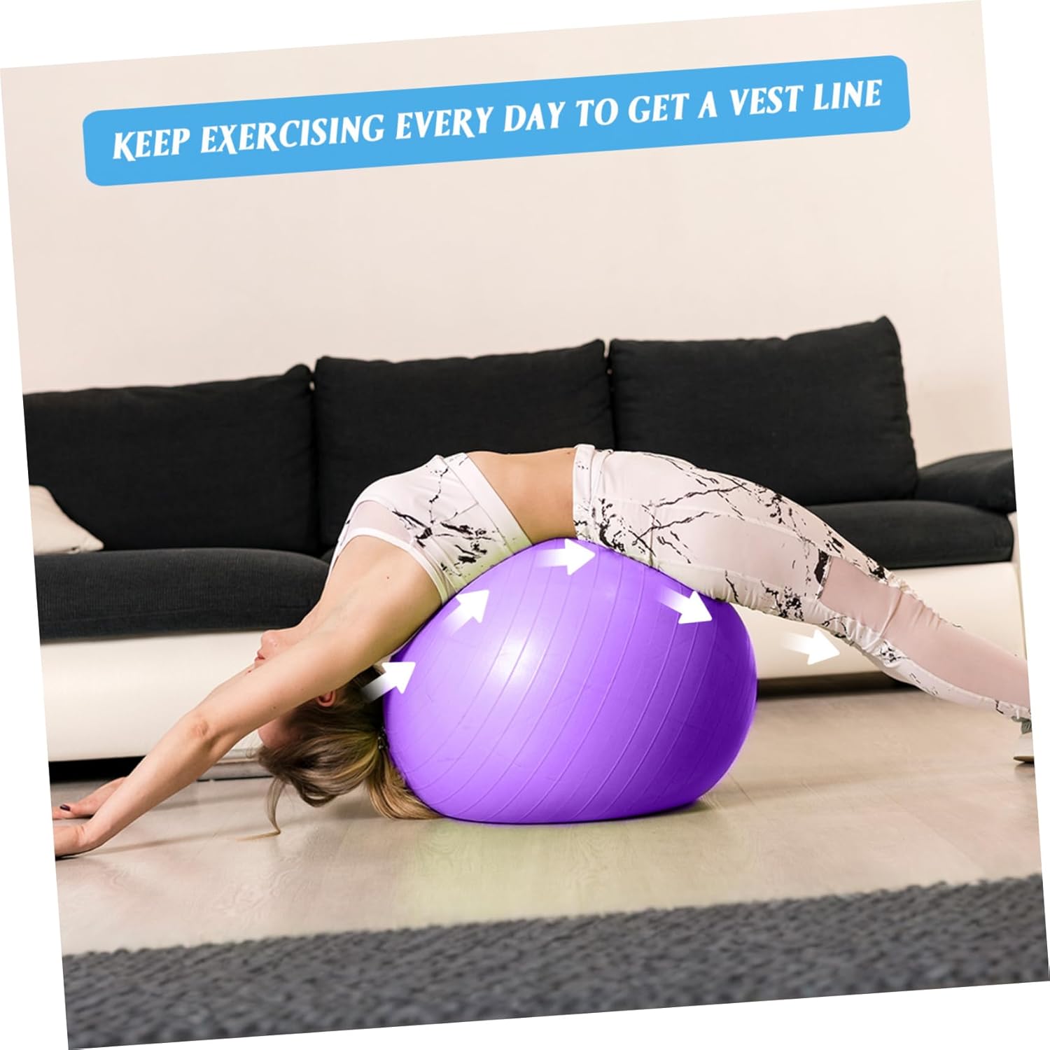 Extra Thick Inflatable Yoga Ball for Exercise Stability Ball with Anti-Burst Feature Core Trainer Fitness Accessory for Home Gym and Workouts