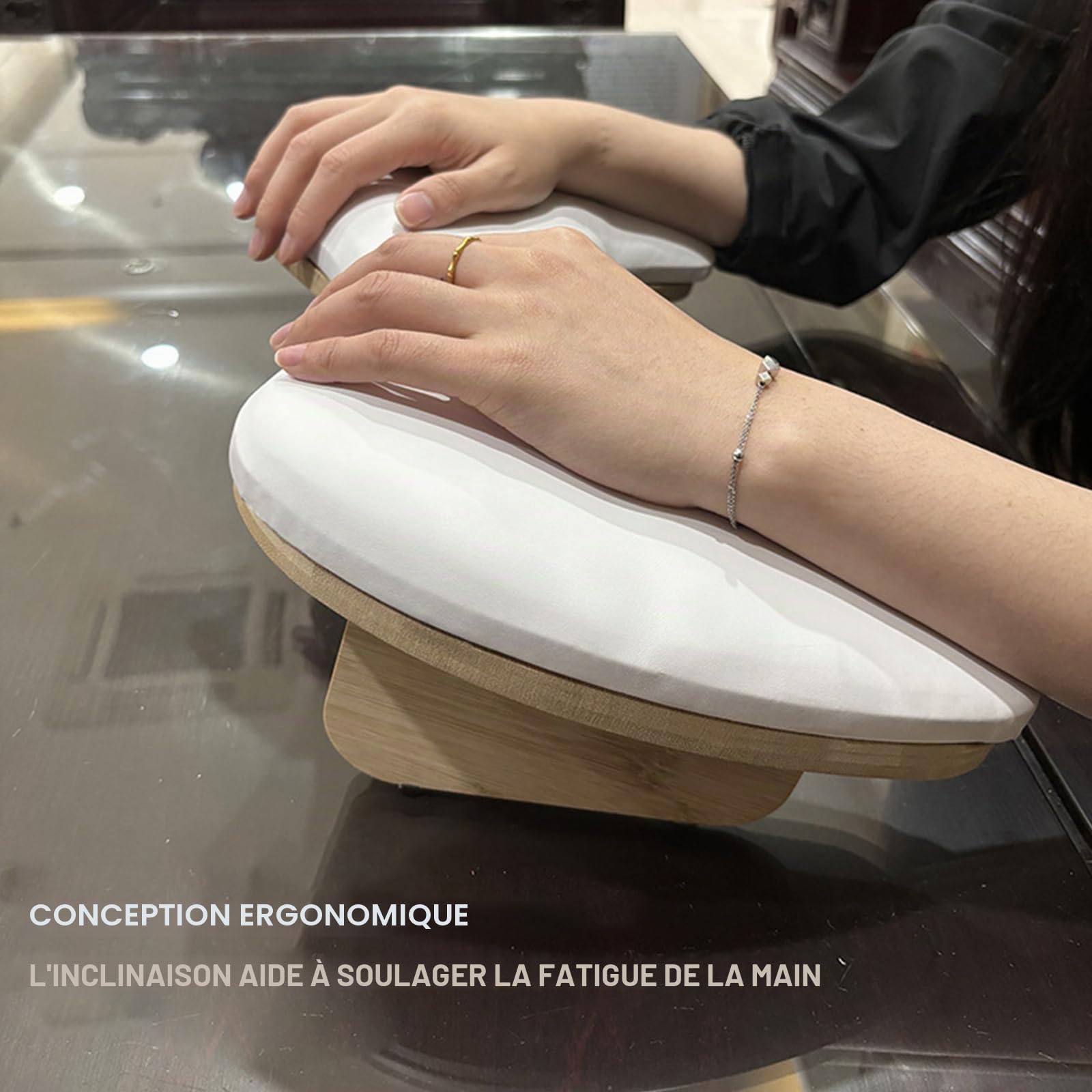 Repose-poignet en forme de U pour studio de manucure - Repose-poignet pour technicien des ongles - Pour table de manucure (blanc)