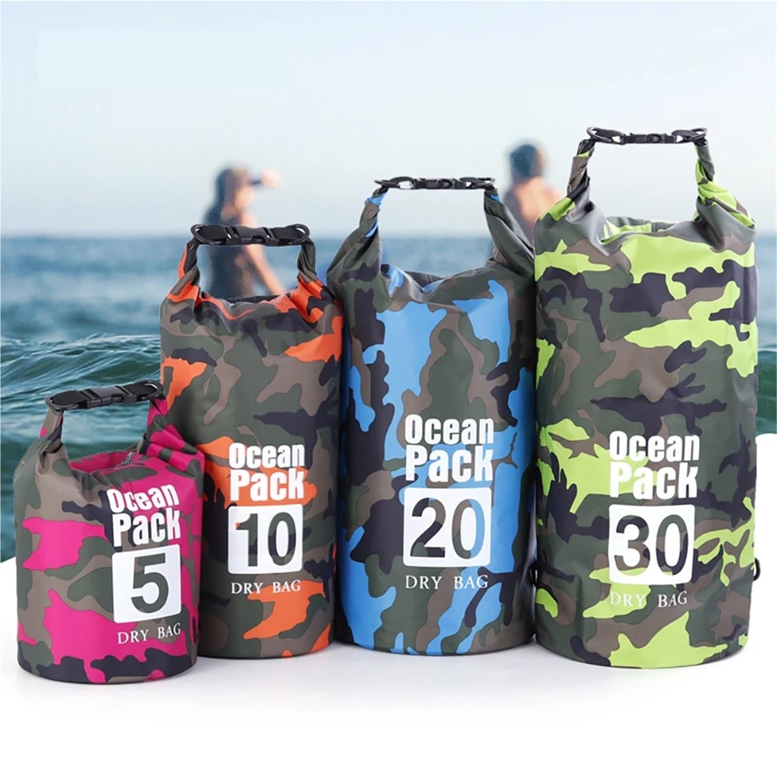 Dry Bag Borsa da Sub da 2/5/10/20/30L Borsa da Nuoto Borsa da Spiaggia Borsa da Rafting Borsa da Viaggio per Esterni Borsa Impermeabile Zaino Impermeabile(Pink 20L)