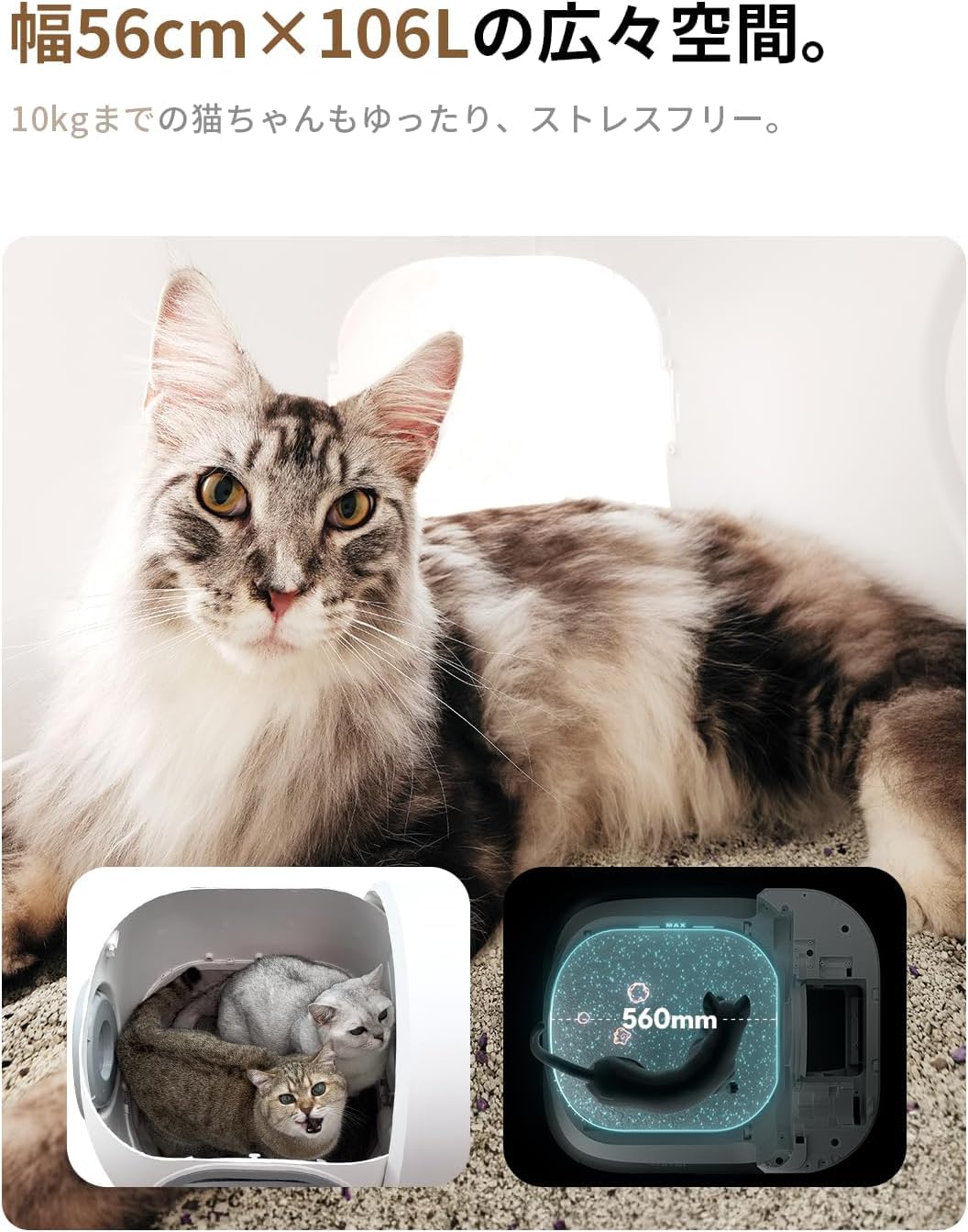Amazon | Homerunpet 自動猫トイレ 大型猫対応 自動猫砂補充機能 物理