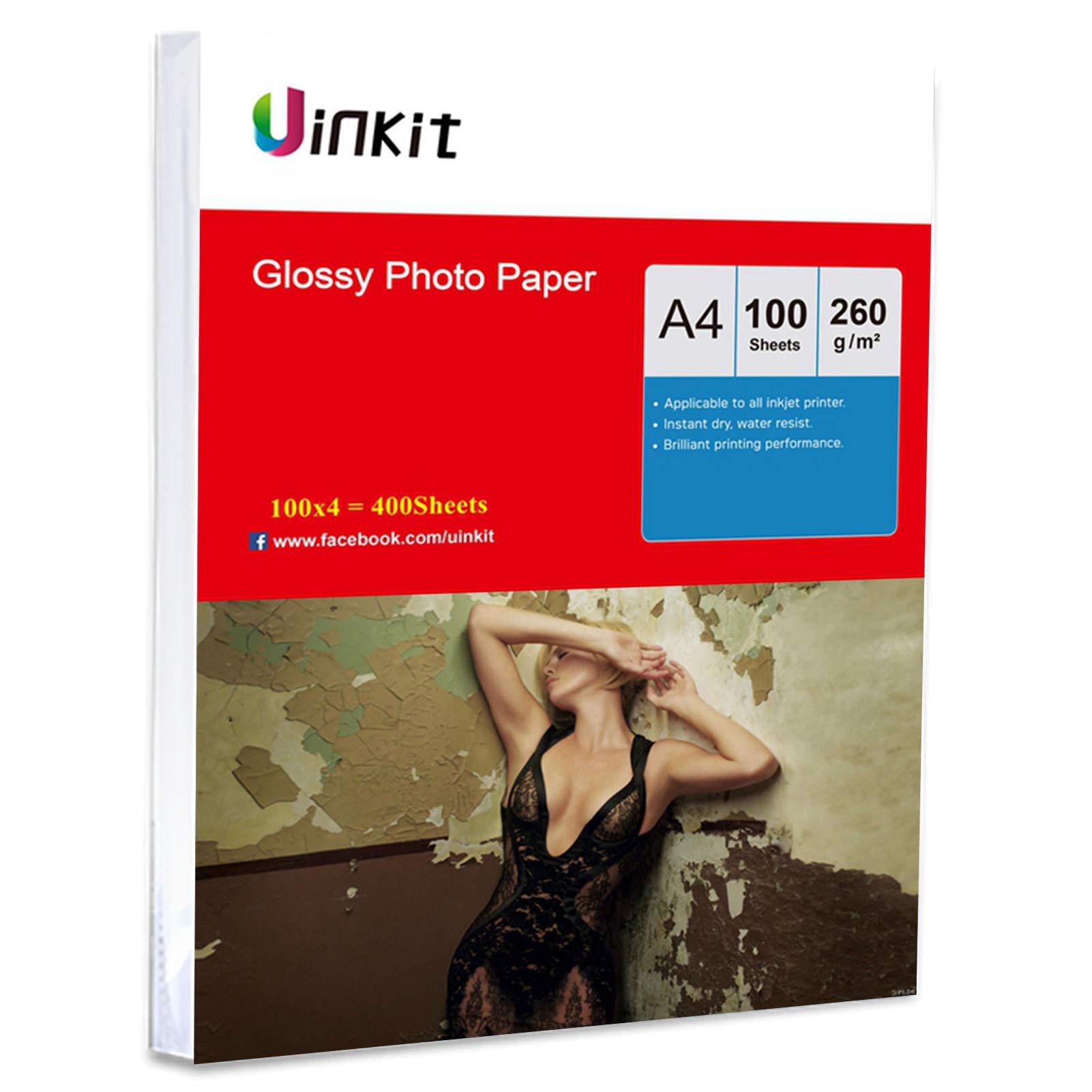 Papier fotograficzny A4 gruby 260 g/m2 - 400 arkuszy wysoki błyszczący biały papier atramentowy do druku atramentowego obraz Uinkit