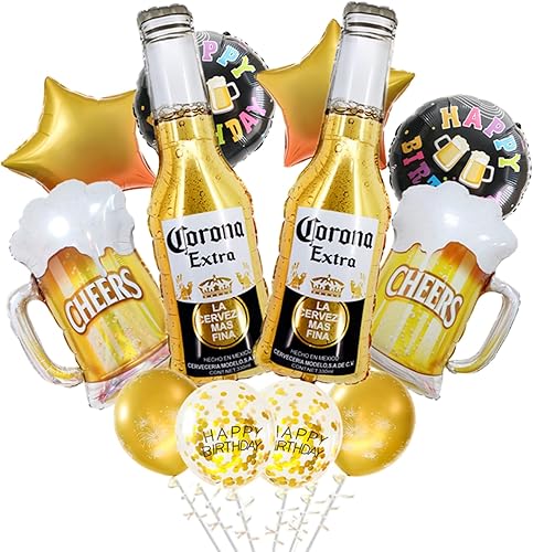 Miniatura 1 de 12 piezas de taza de cerveza corona, suministros de fiesta temática, decoración de globos de fiesta de cumpleaños, decoración de globos de látex de
