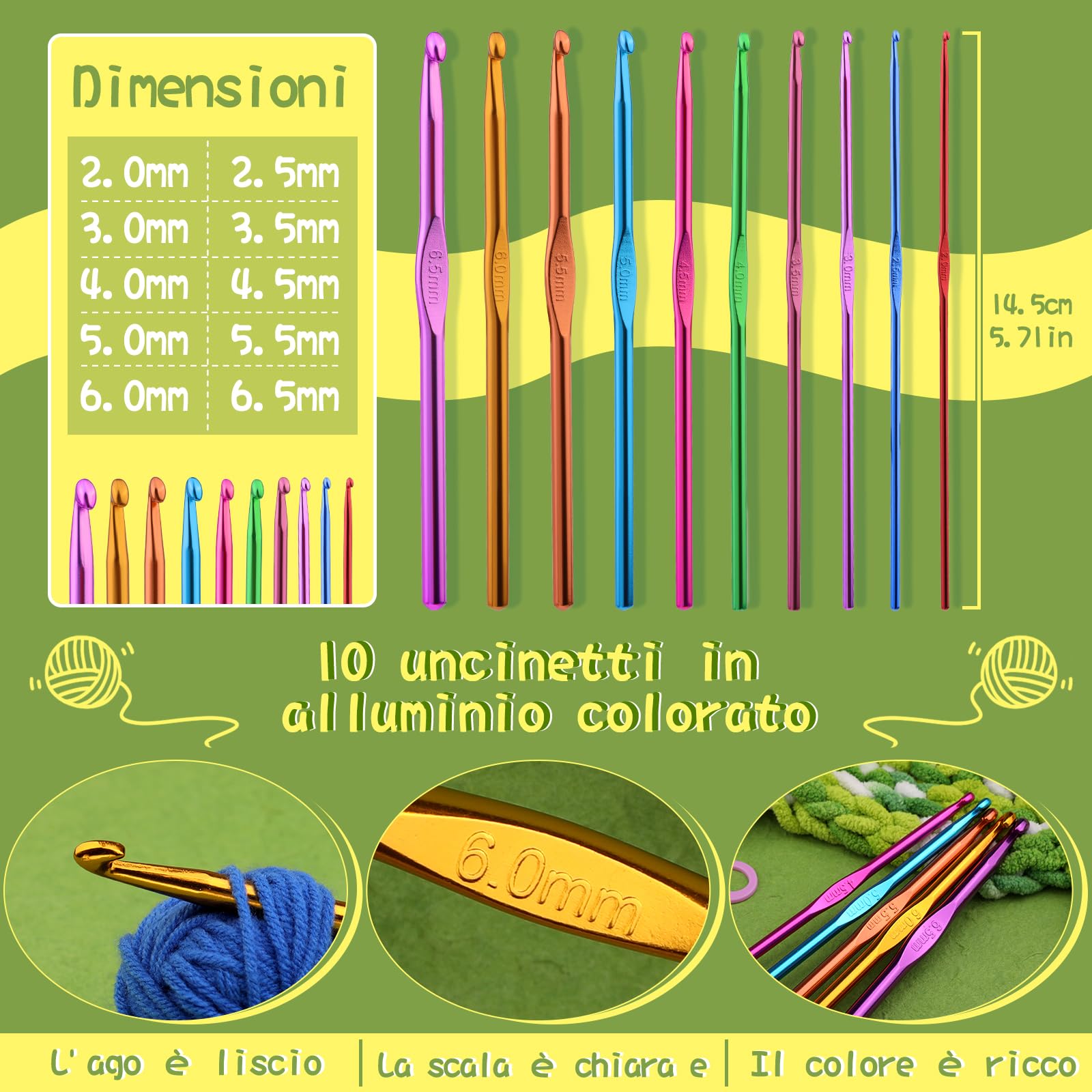 Set Uncinetti Kuppt Con Accessori - Kit Completo Per Principianti E Esperte, Custodia Viola - Foto 12