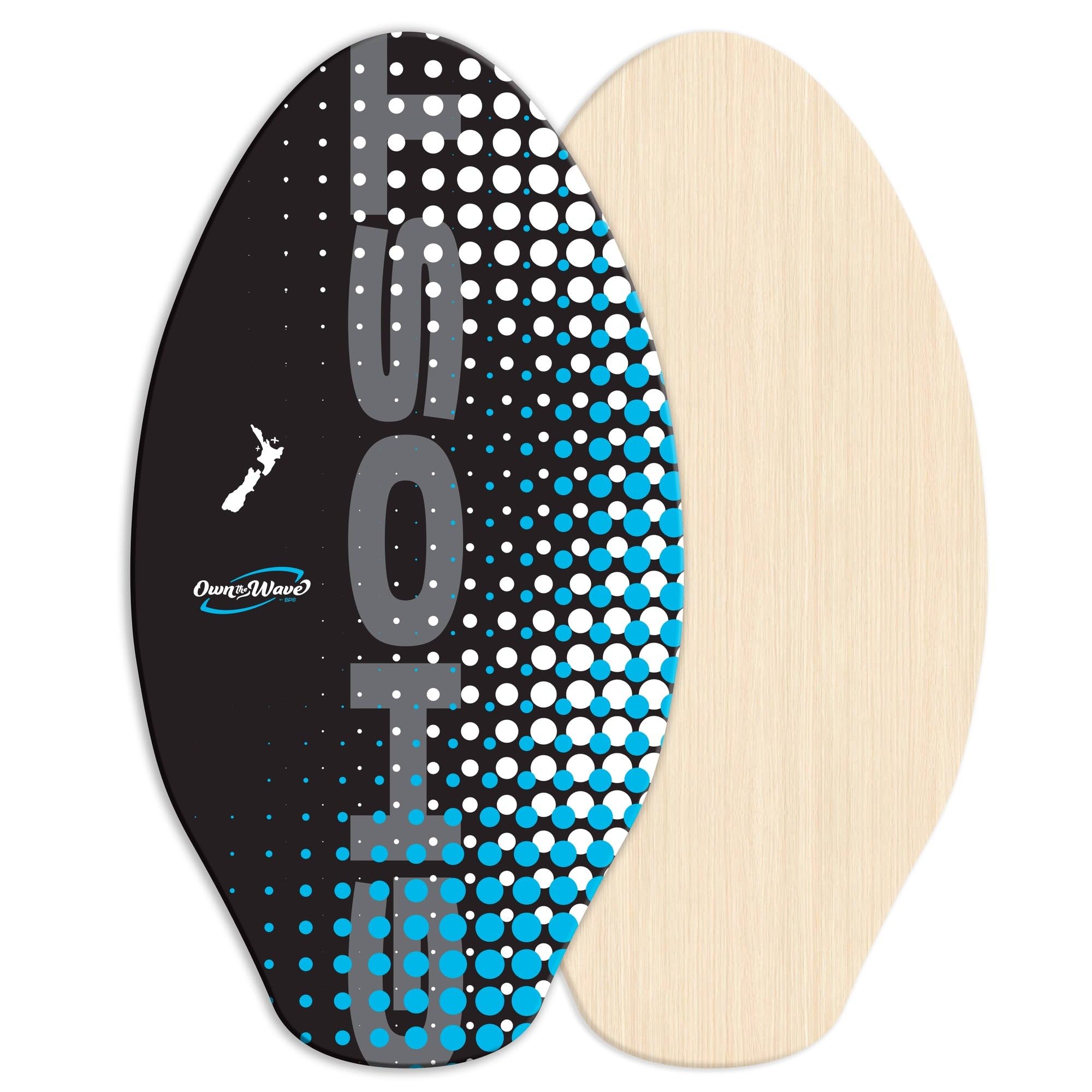 BPS Skimboard "Ghost" mit farbigem EVA-Griffpolster und hochglänzendem Klarlack aus Holz für Kinder und Erwachsene, erhältlich in 3 Größen (Own the Wave Collection)