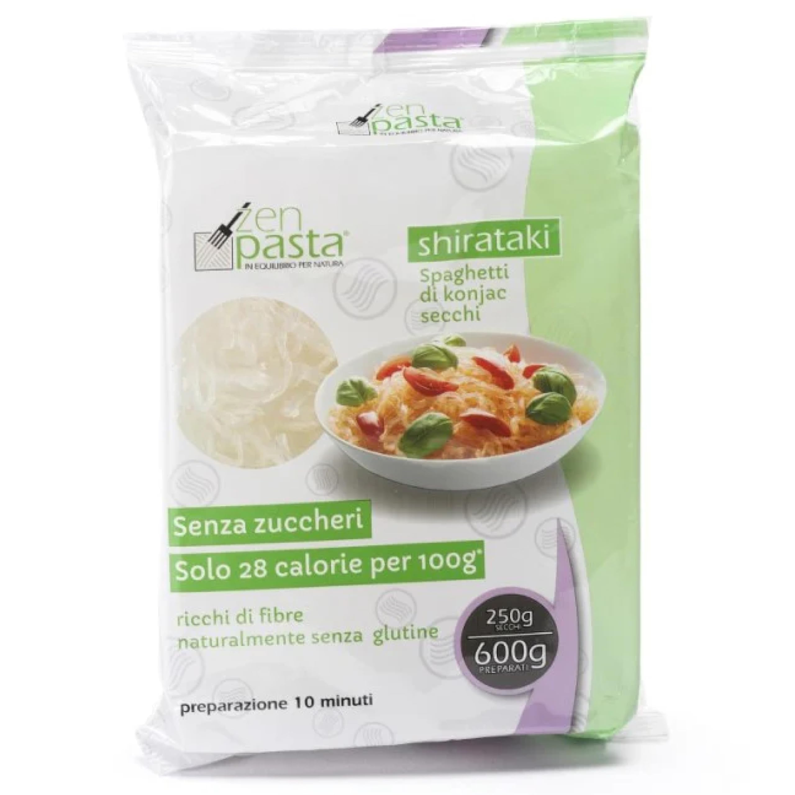 Zen Pasta Shirataki Spaghetti Konjac secchi - Spaghetti Shirataki a basso contenuto calorico - Senza glutine e ricchi di fibre - 250g