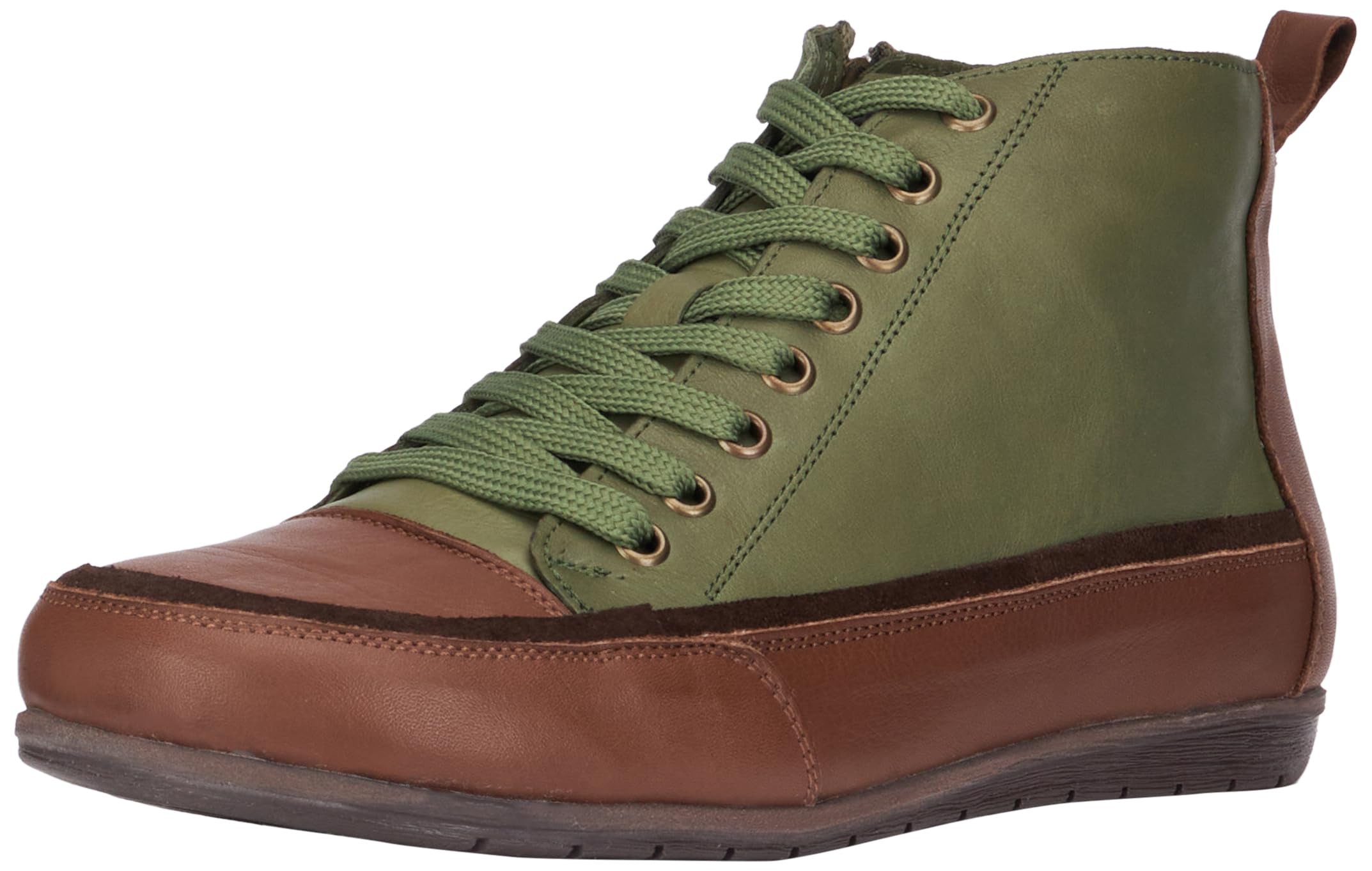 Andrea Conti Women's lace-up Trainers, Olive D Brown, 4 UK