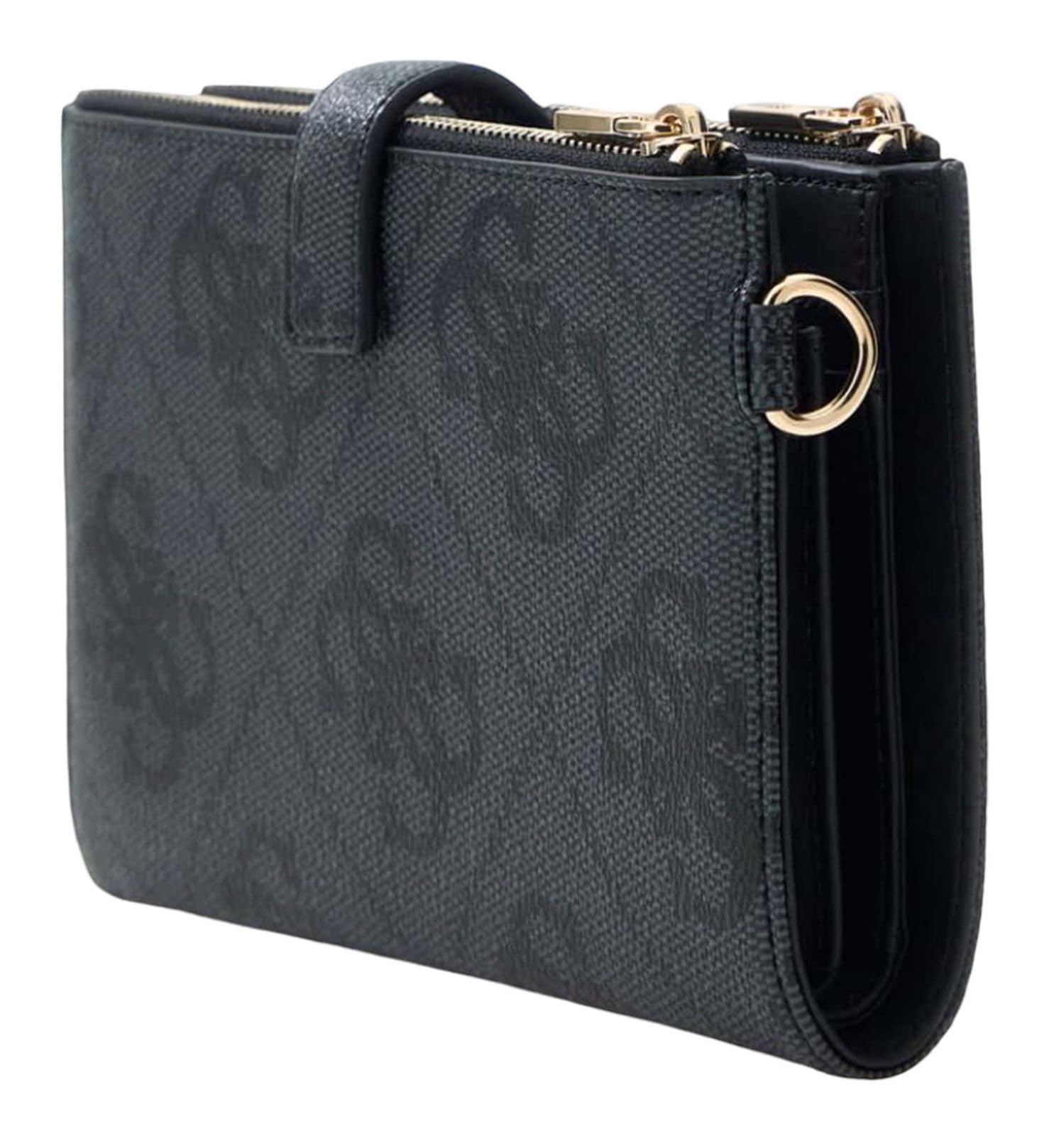 GUESS portafoglio Laurel II SLG Double Zip Organizer Coal Logo grigio scuro