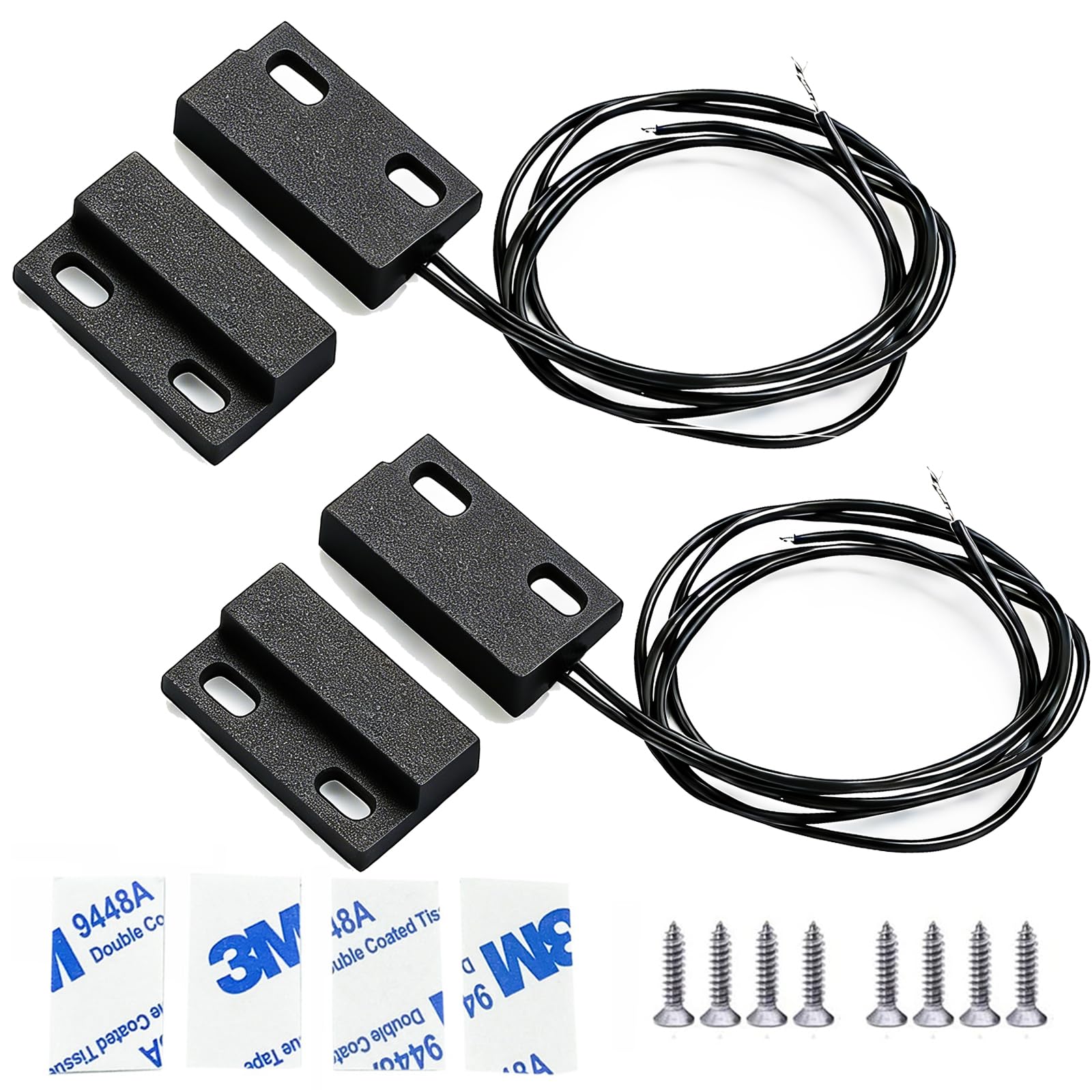 Magnetic Reed Switch,Normally Closed NC Waterproof Magnetic Switch,Micro Alarm Reed Switch 10W 100v 0.5A Magnetic Door Sensor Switch to DC 5V 12V 24V Lights（2 Pack）