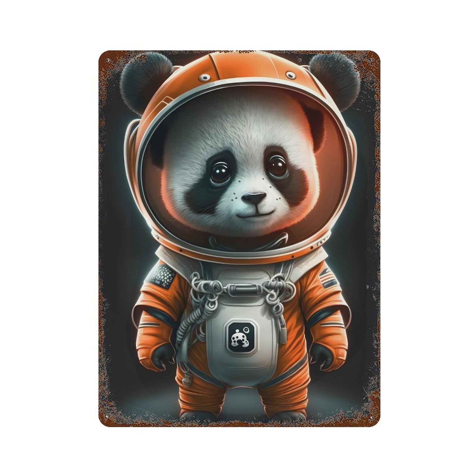 Panda Astronaut Costume for Kids Decorative Tin Sign 15.7"x11.8", Retro Wall Decor for Garage, Pub Or Kitchen