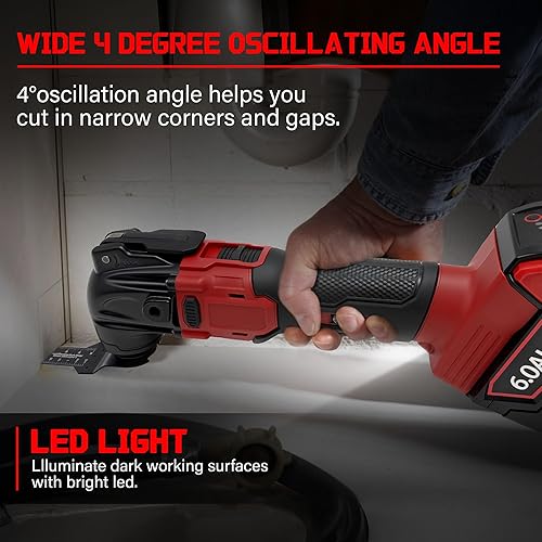 Miniatura 4 de Multiherramientas oscilantes para batería Milwaukee de 18 V, herramienta de molienda multiuso, ángulo de oscilación de 4, 6 velocidades variables,