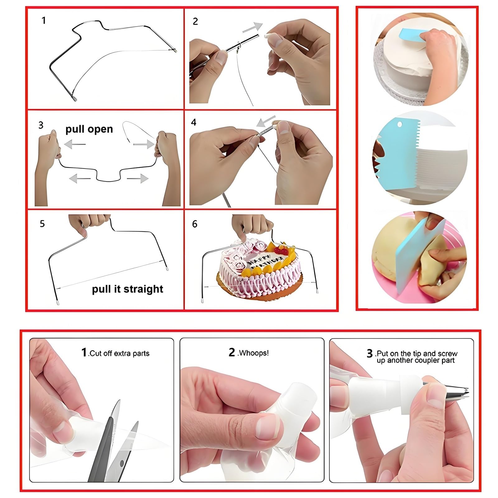 ANSLYQA Kit de decoración de pasteles de 340 piezas, con tocadiscos y nivelador, 55 puntas de glaseado numeradas, 2 espátulas, 3 raspadores de peine, 2 acopladores, 100 bolsas de pastelería, 100