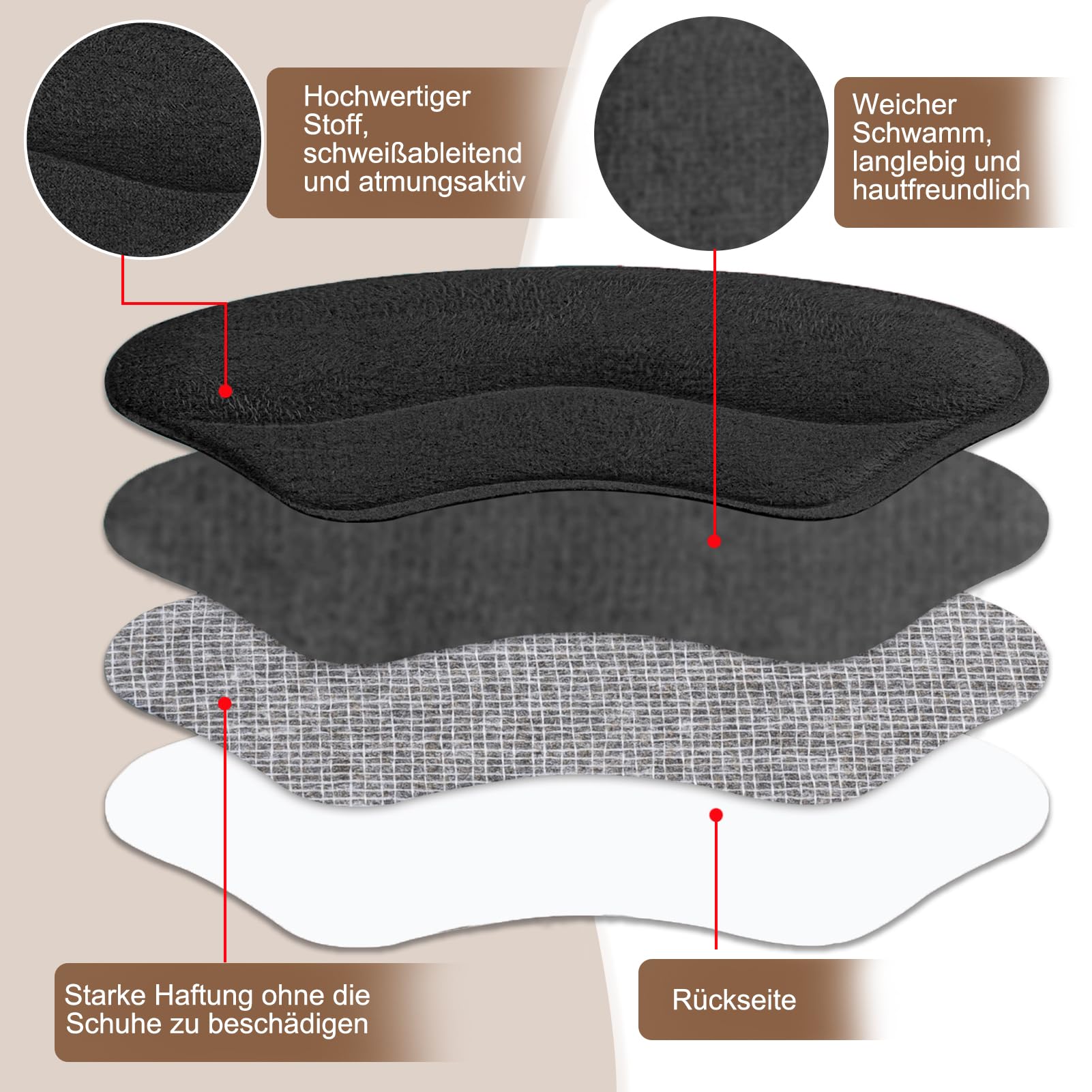 Taloneras, Protectores de Talón para Zapatos, Taloneras con Insertos de Esponja, Protectores de Talón Recortables para Tacones Altos y Calzado Casual