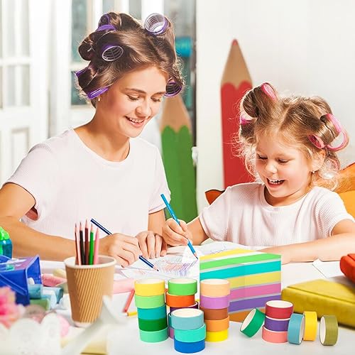 Miniatura 7 de WAPETASHI Juego de 60 rollos de cinta washi  Cinta adhesiva de color arcoíris de 0.59 pulgadas, cinta decorativa para diario de viñetas, álbumes de