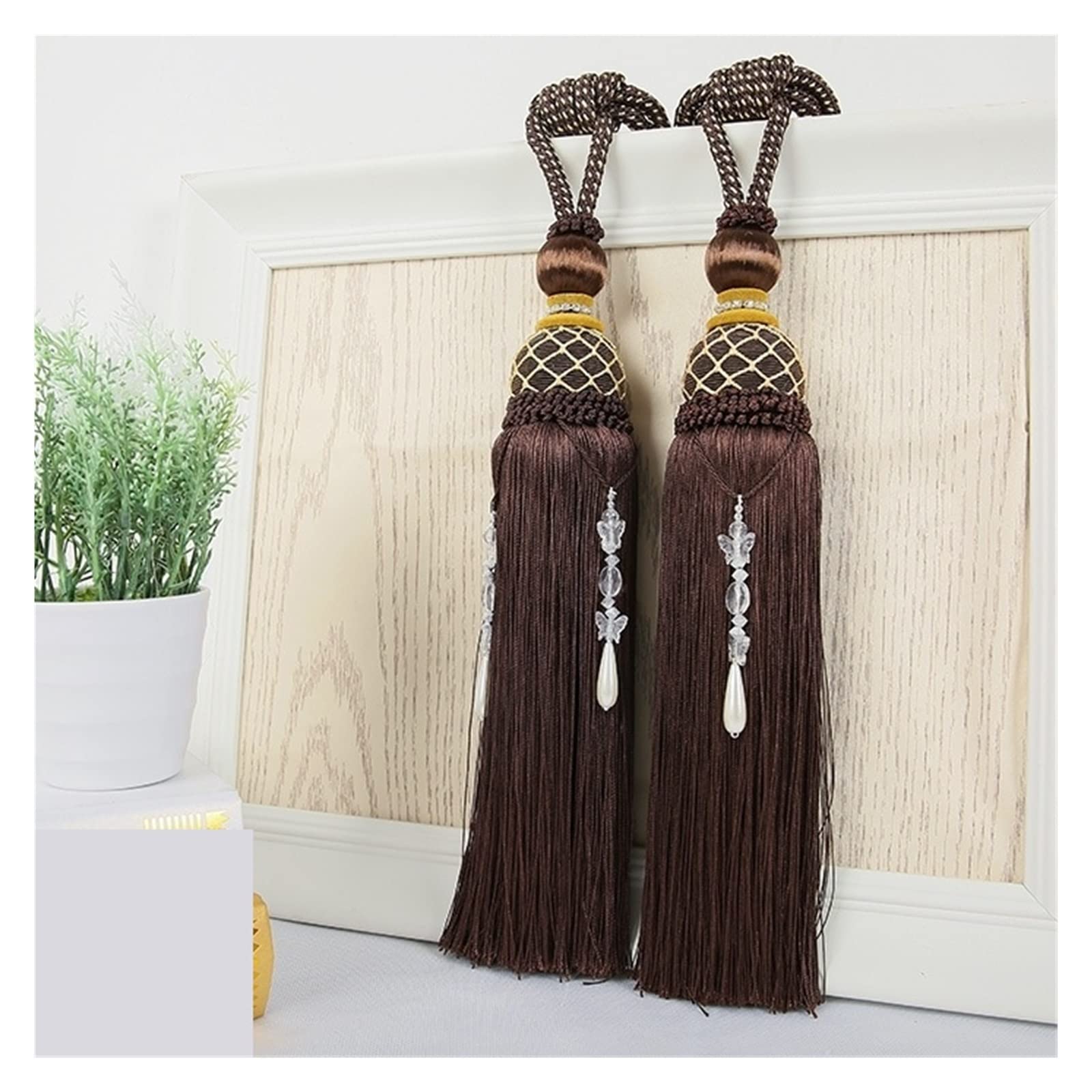 2PCS Kurtyna Wiszące kule Ball Haczyk Bandaż Bandaż Lobbing Pasek Tassel Tiebback Buckle Dekoracja domu wanglan(Blu)