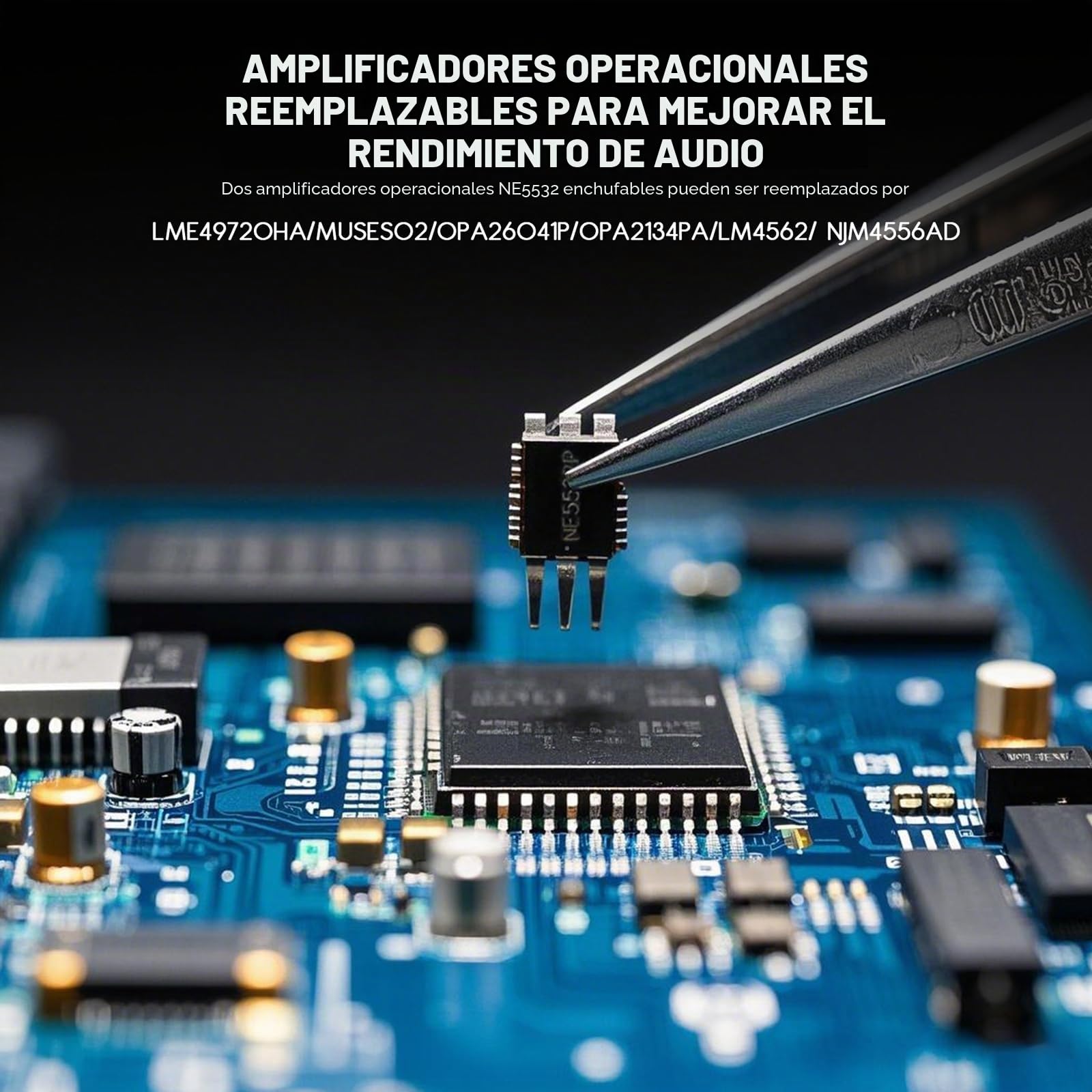 Amplificador Audio, Mini Amplificador HiFi 600W Estéreo Bluetooth 5.4 Clase D Estéreo 2 Canales, Chip TPA3255 Ajuste de Graves y Agudos