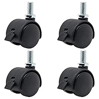 Vista 12 de Juego de 4 ruedas de plástico, ruedas giratorias M6 de grano recto de 1 pulgada, ruedas giratorias de nailon negro de repuesto para muebles, silla