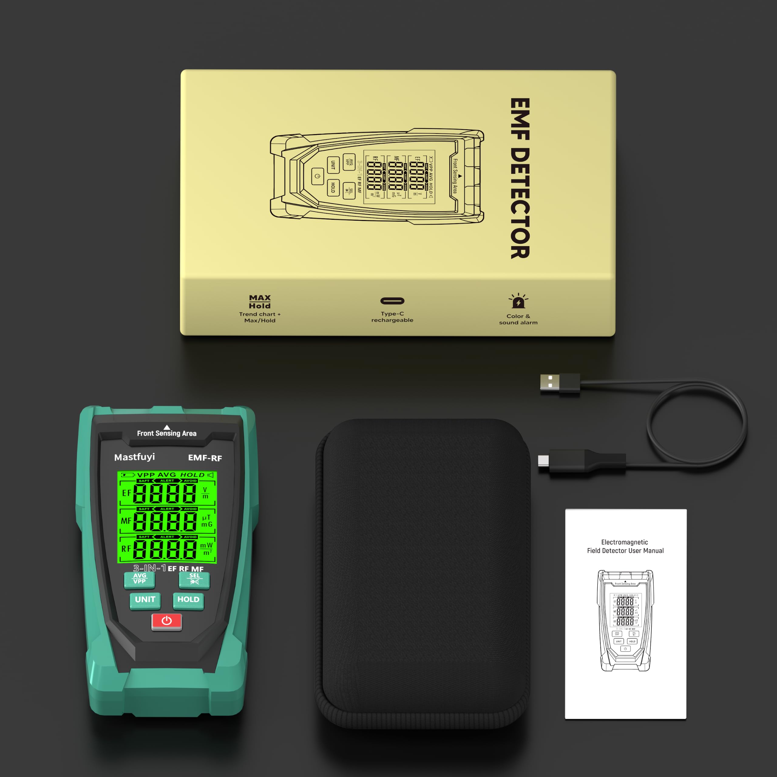 Miernik EMF, 3 w 1 elektromagnetyczne promieniowanie pola do EF/MF/RF