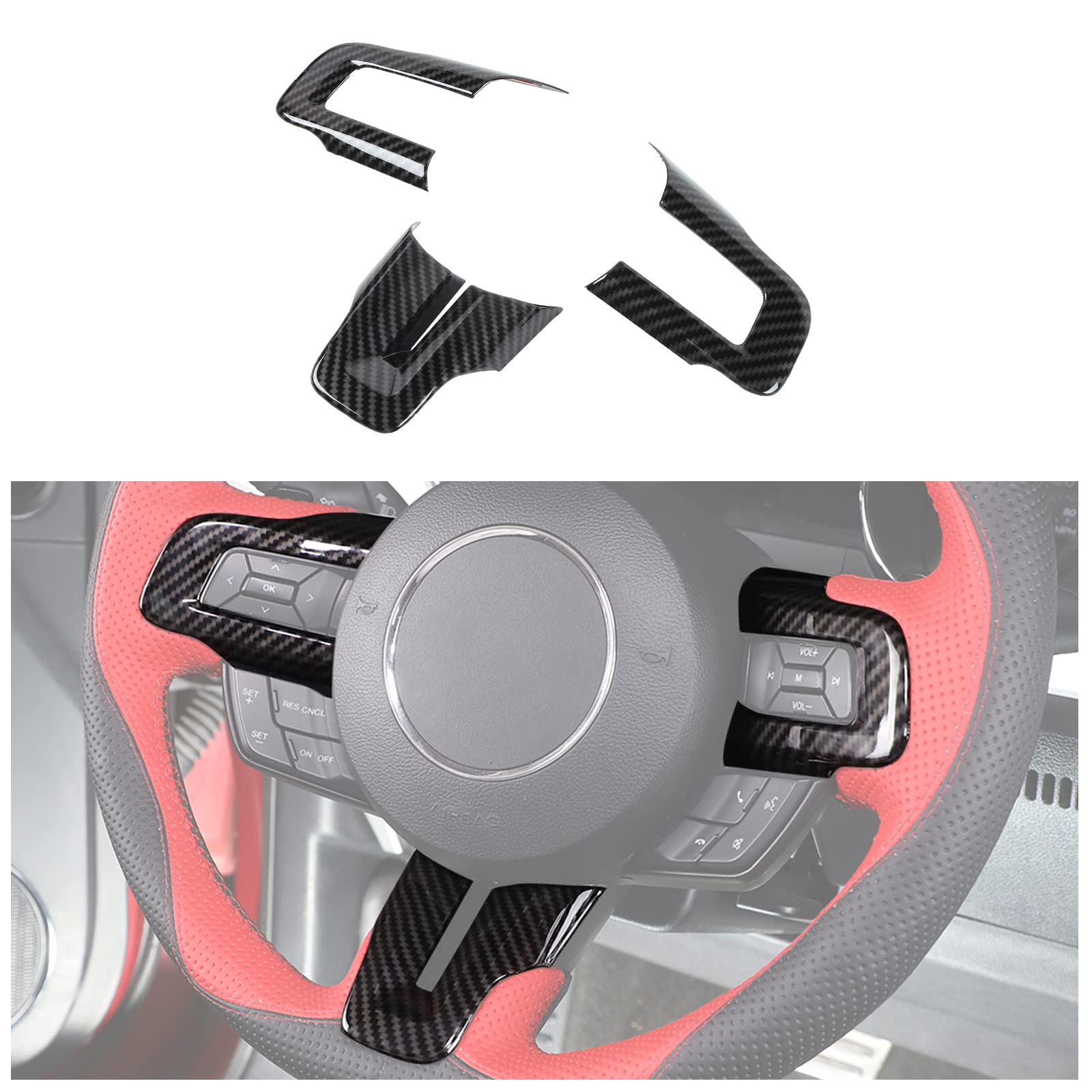 Photo 1 of Hoolcar Interior Steering Wheel Cover Trim Moldings for 2015-2020 Ford F150, Carbon Fiber