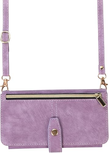 Miniatura 8 de ONV Funda con tapa para Samsung Galaxy A53 5G - Cordón cruzado ajustable con cremallera bolsillo para efectivo, cartera de cuero, ranura para