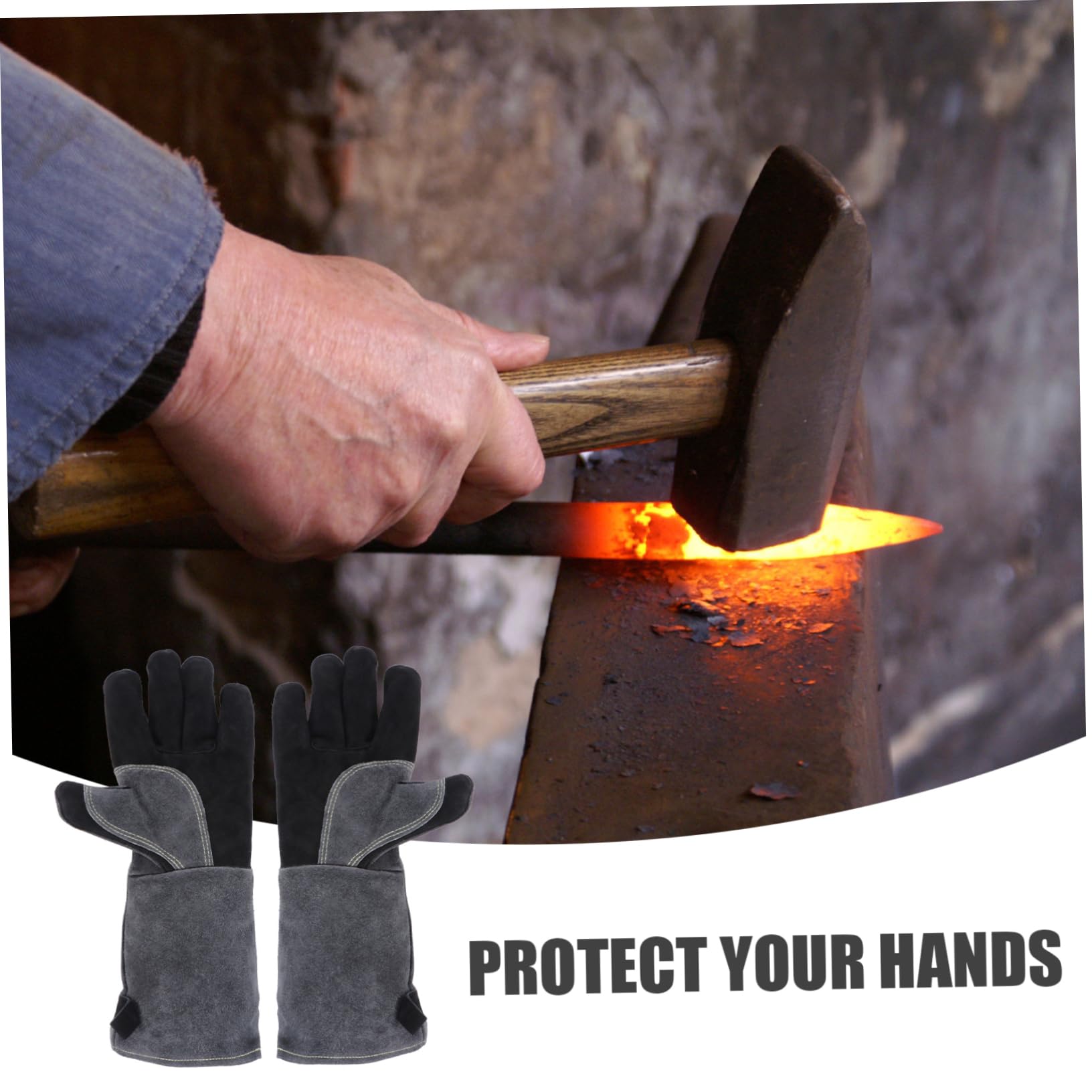 Angoily 1paia Guanti Resistenti Al Calore Per Barbecue Protettivi Da Lavoro Dispositivi Di Sicurezza Per Mani Materiali Di Design Semplice Comodi Da Indossare e Rimuovere