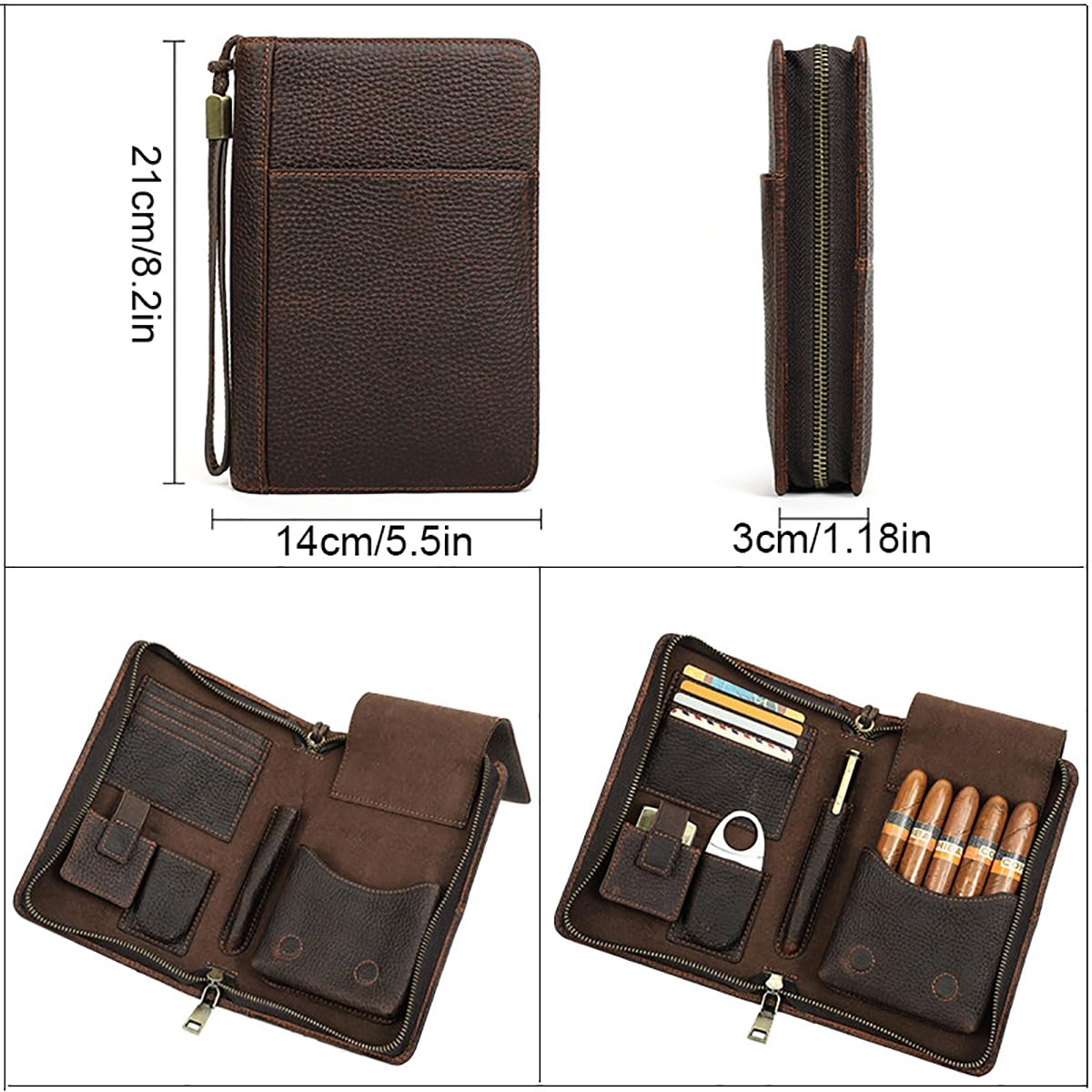 Borsa per Sigari da Uomo, Custodia per Sigari in Pelle da Viaggio, Pochette da Uomo per 5 Sigari Borsa Portaoggetti Portatile per Il Cambio