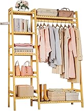 Bamboo Coat Rack, Bamboo Open Coat Rack, Clothes Storage with Clothes Rail, Freestanding Wardrobe, Stable Coat Rack, Bamboo Material, Clothes Rack for Hallway