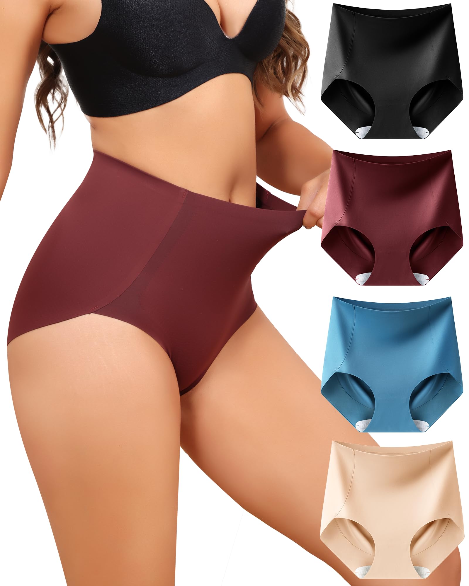 Levao Shapewear Women Tummy Control Underwear High Waisted Underwear Seamless Briefs Full Coverage 4 Pack S-XXXL