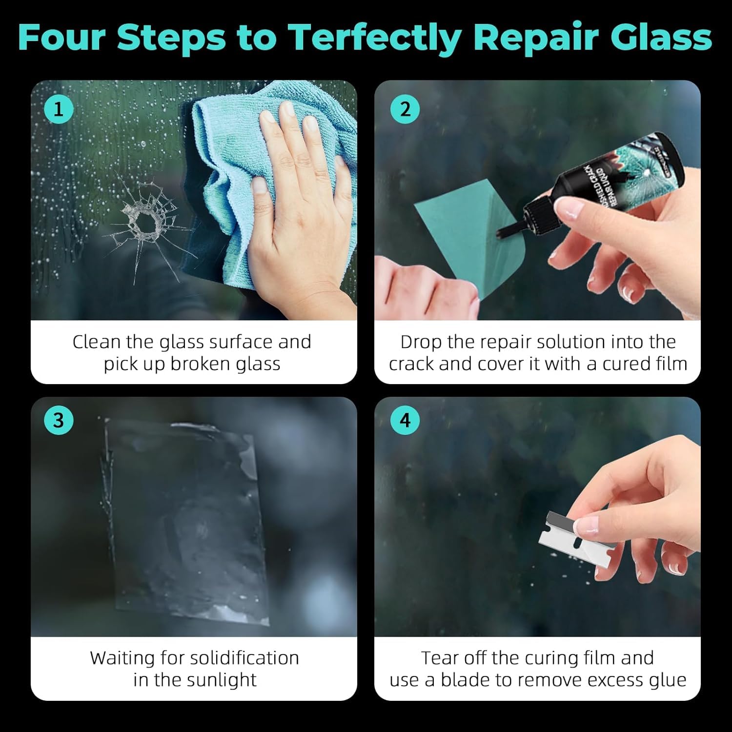 Car Windshield Crack Repair Kit - 2026 Upgrade Nano Glass Repair Liquid for Cracks & Chips, Cracks Gone Glass Remover Fluid for Quick Fix Windshields, Windows, Mirrors, All vehicle models — view 6