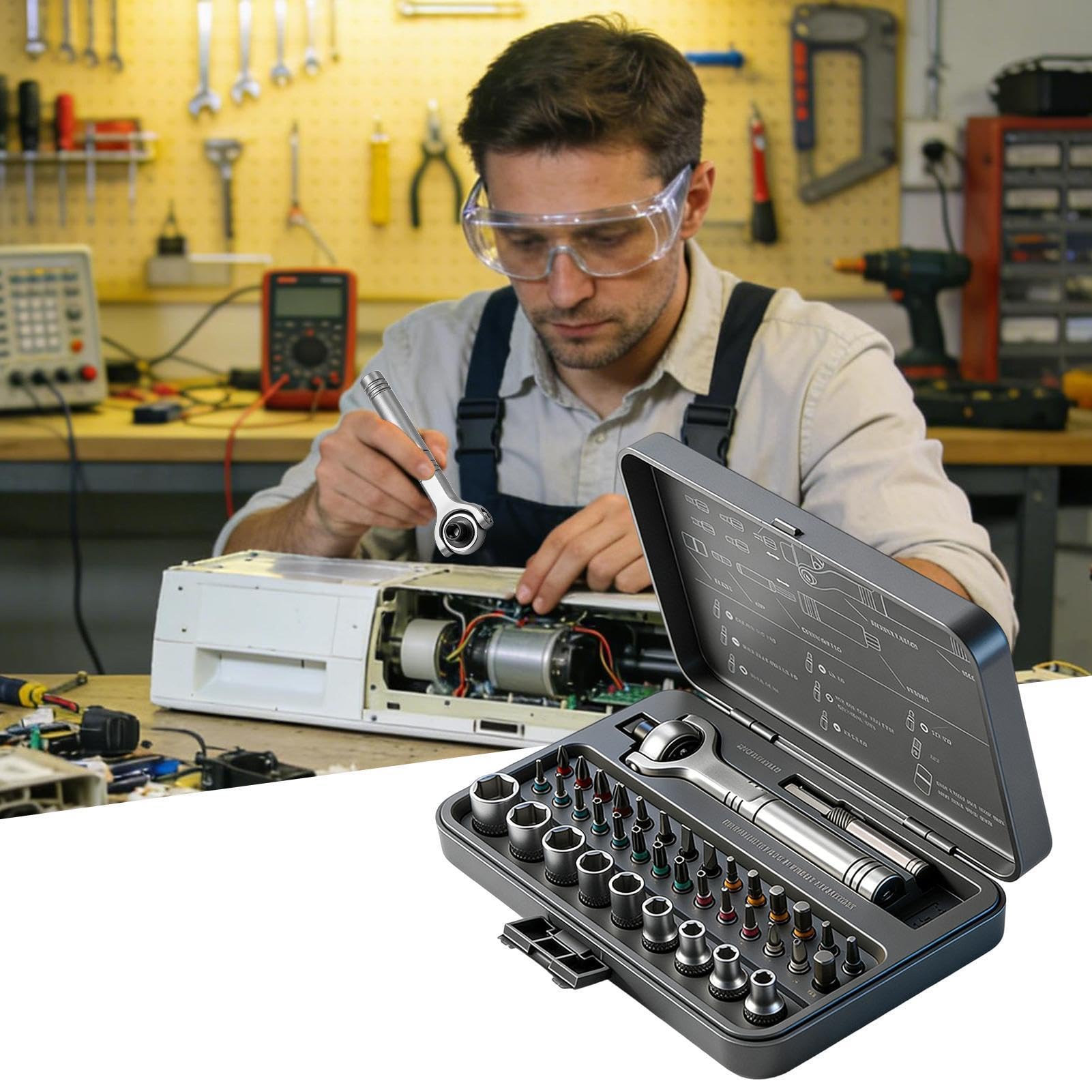 Cacciavite a Cricchetto Magnetico Kit di Attrezzi per Elettronica 40 in 1 | Cacciavite di Precisione con Manico Rimovibile per Smartphone Tablet PC Computer Orologi Occhiali