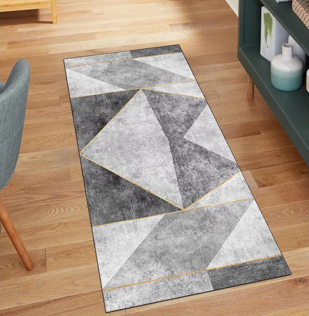 Alfombra pasillo antideslizante gris 80x220 lavable para hogar