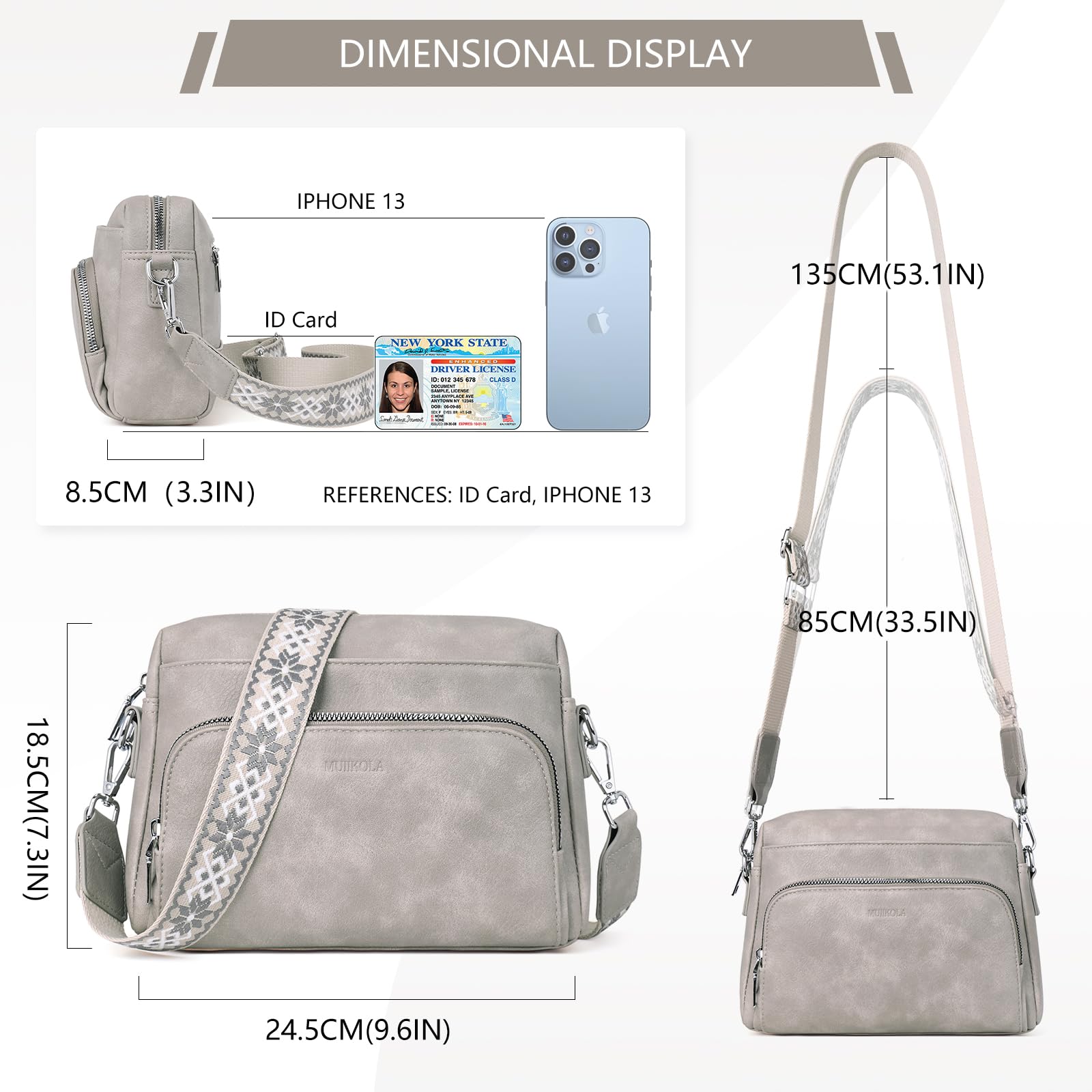 MUIIKOLA Borsa a tracolla da donna, borsa a tracolla da donna, in pelle PU, porta carte di credito e borsa a tracolla, con tracolla regolabile