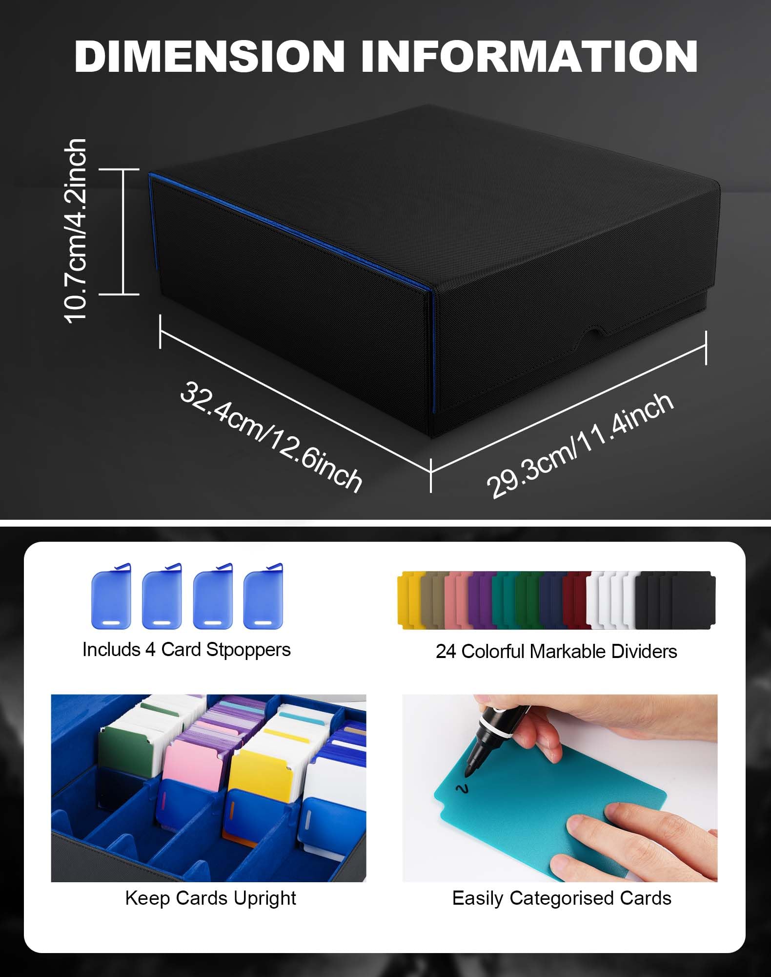 ZLCA Trading Card Storage Box, Commander Card Deck Case Holds 2400+ Cards, MTG Deck Box with 4 Stoppers - Image 3