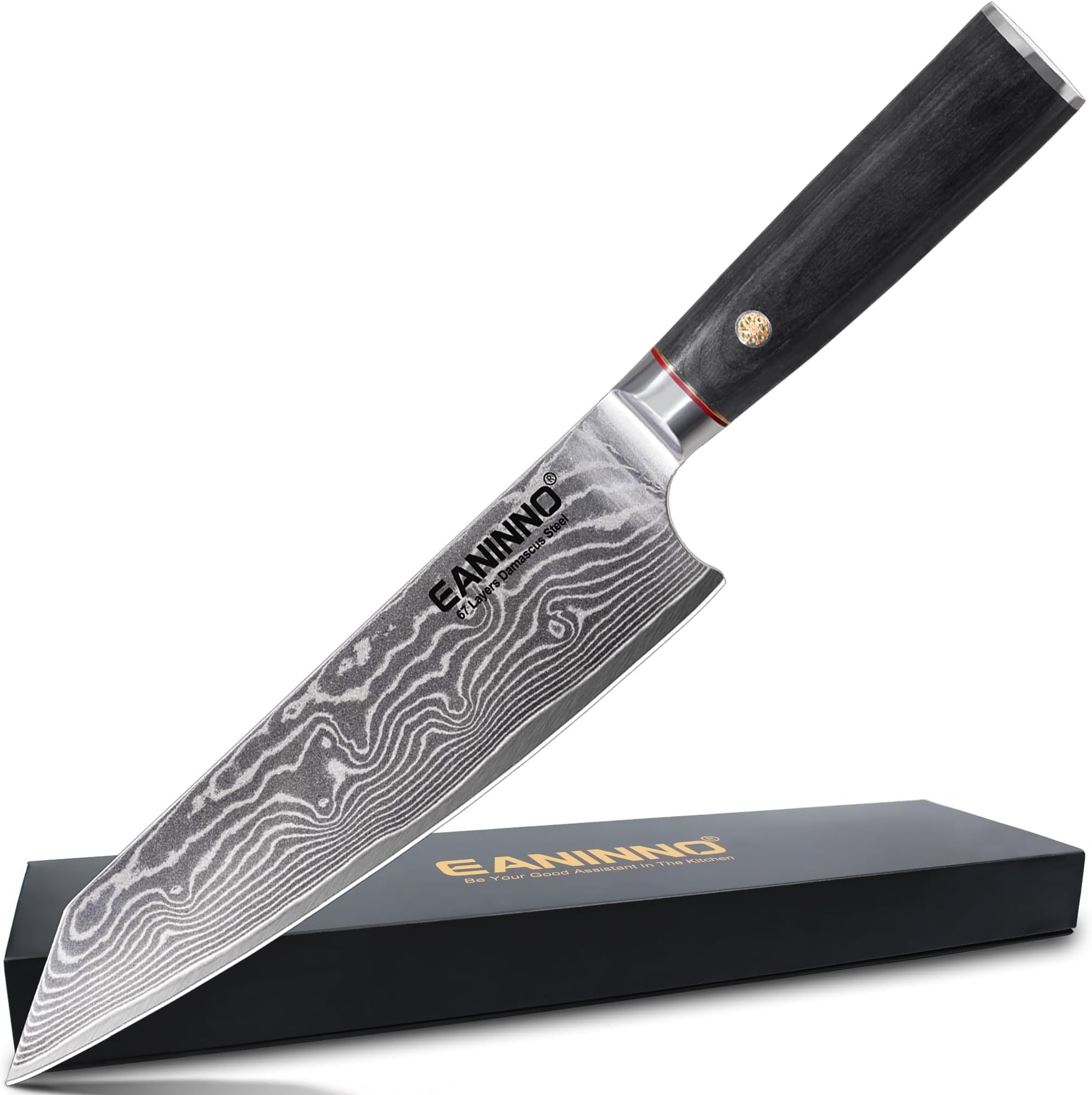 Chef Knife 8 inch, Damascus Japanese Kitchen Knife with Sharp 67 Layer Vg10 Damascus Stainless Steel Professional Cutting Meat Vegetable