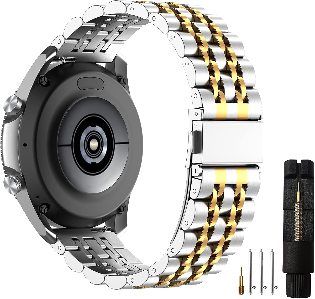 EZMVZKU 22mm Bands for Galaxy Watch 3 45mm/Samsung Gear S3, Quickfit Stainless Steel Metal Straps for Garmin Venu 3/2/Amazfit GTR4/3/2/Huawei watch GT4