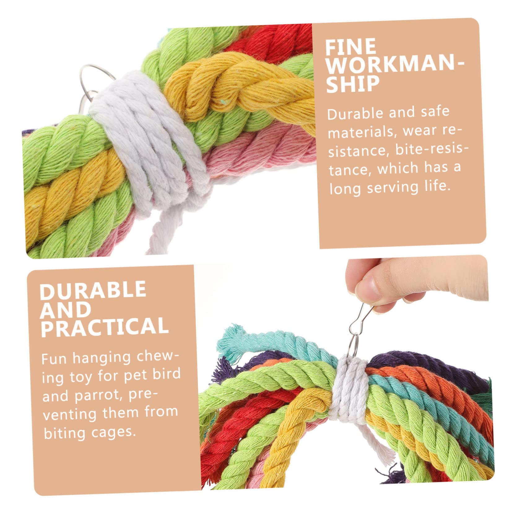 balacoo 3pcs Parrot Cotton Rope Gnawing Parrot Toys Safety Bird Cockatiel Toys for Bird Cage Swing Toy Parakeet Toy Rope Bird Chew Toy Bird Cage Toys Bird Toys for Cage