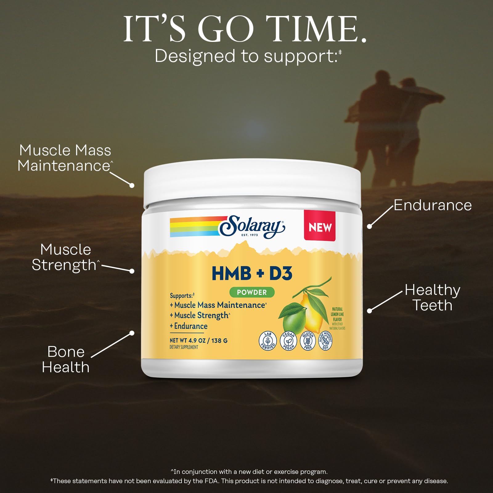 SOLARAY HMB + D3 Powder, Calcium HMB 3000 mg, Lemon Lime, 4.9 oz thumbnail 3