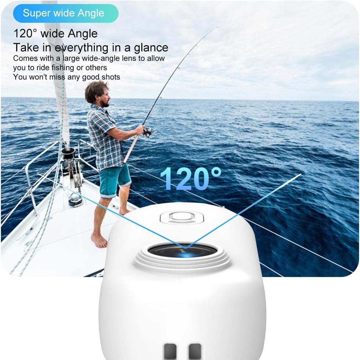 Mini Camera Sport 1080P Camera Sport Avec 64GB TF Caméra Portable POV 120° Wide-Angle Étanche Caméra de sport Audio et Vidéo Enregistrement Mains Libres Action Cam pour Casque Cyclisme Et Moto(Blanc)