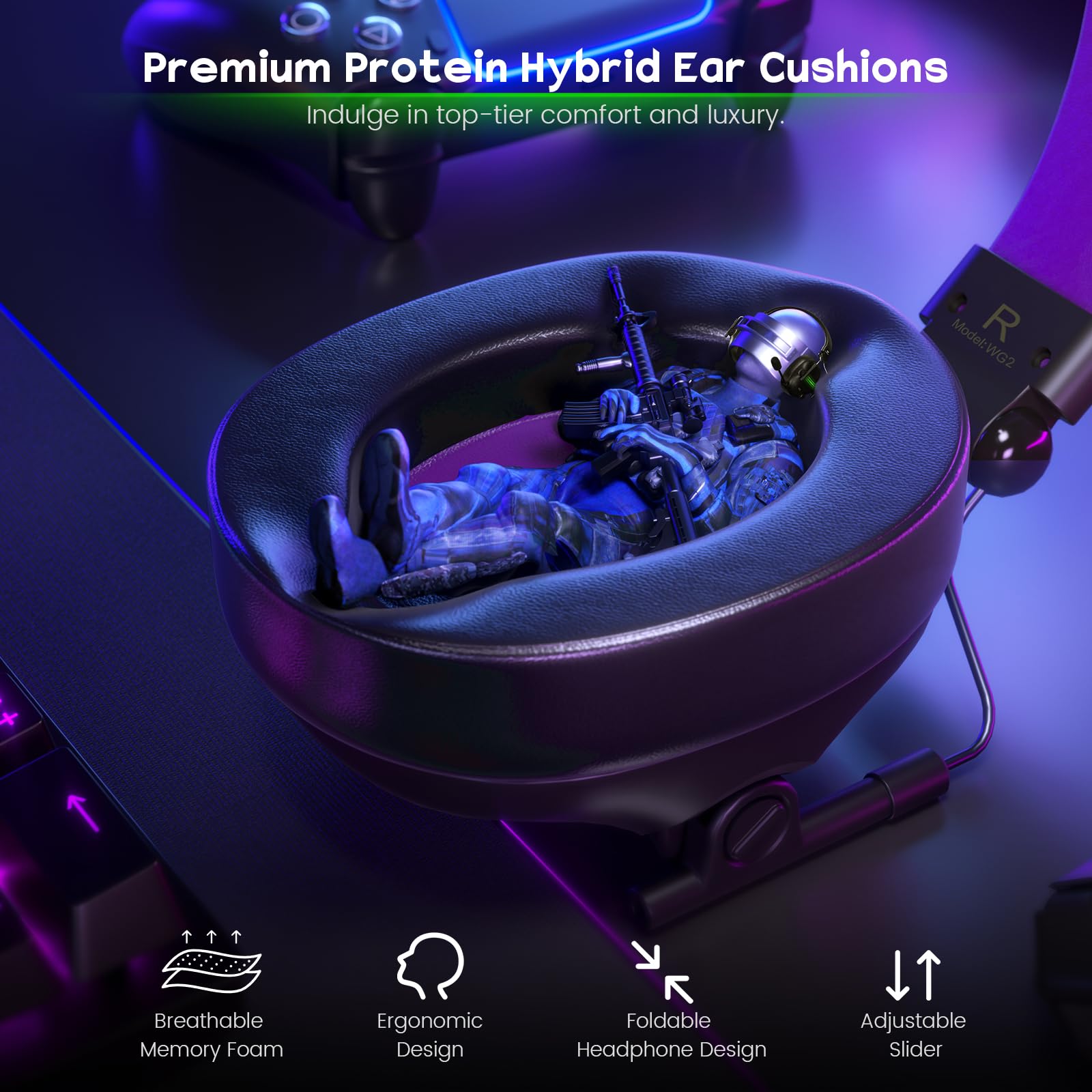 WESEARY Auriculares de juego con cable para Xbox, PS5, PS4, Switch, PC, móvil, sonido envolvente, auriculares para juegos con micrófono ENC con cancelación de ruido, controladores de 50 mm