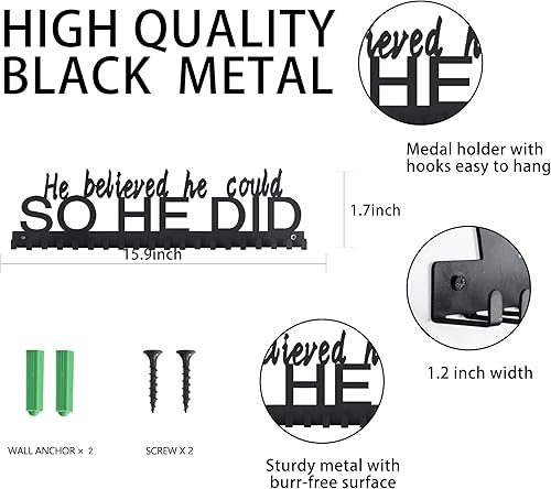 Vista 84 de Goutoports Soporte de exhibición para medallas, She Believed She Could She Did, colgador de pared personalizado para corredor de carreras 06 Gimnasia