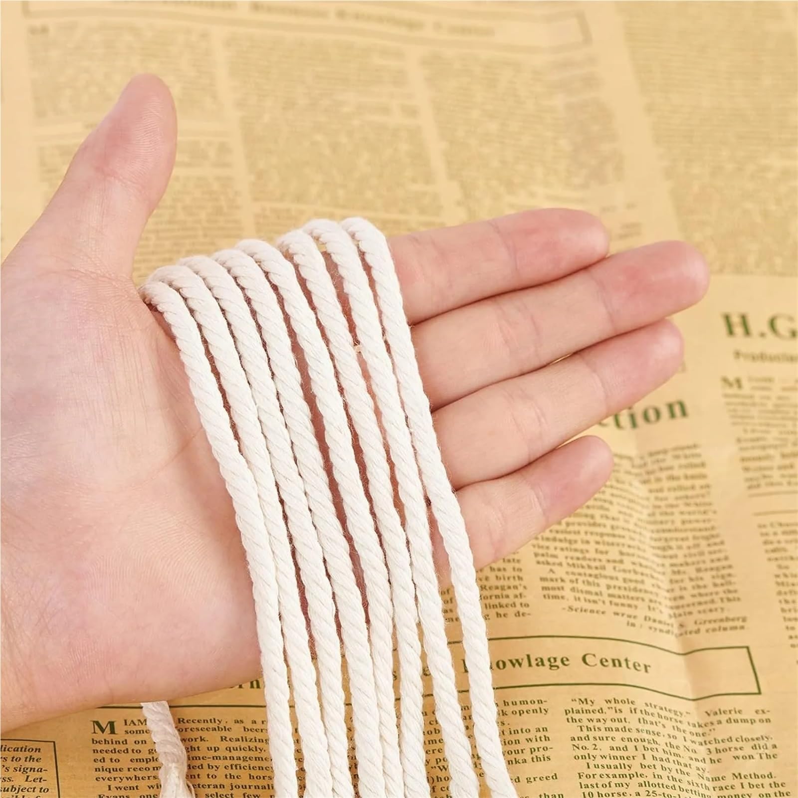 Cordón de algodón Trenzado Cordón de macramé algodón for Manualidades con Cuerda 4 mm