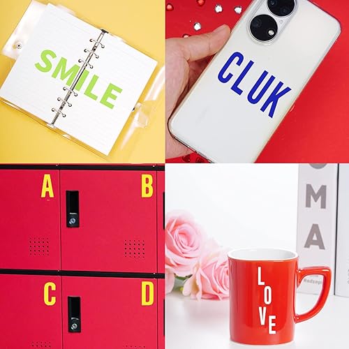 Miniatura 6 de 12 hojas de calcomanías del alfabeto, 12 colores, autoadhesivas, calcomanías de letras de vinilo estéticas, calcomanías impermeables para botellas