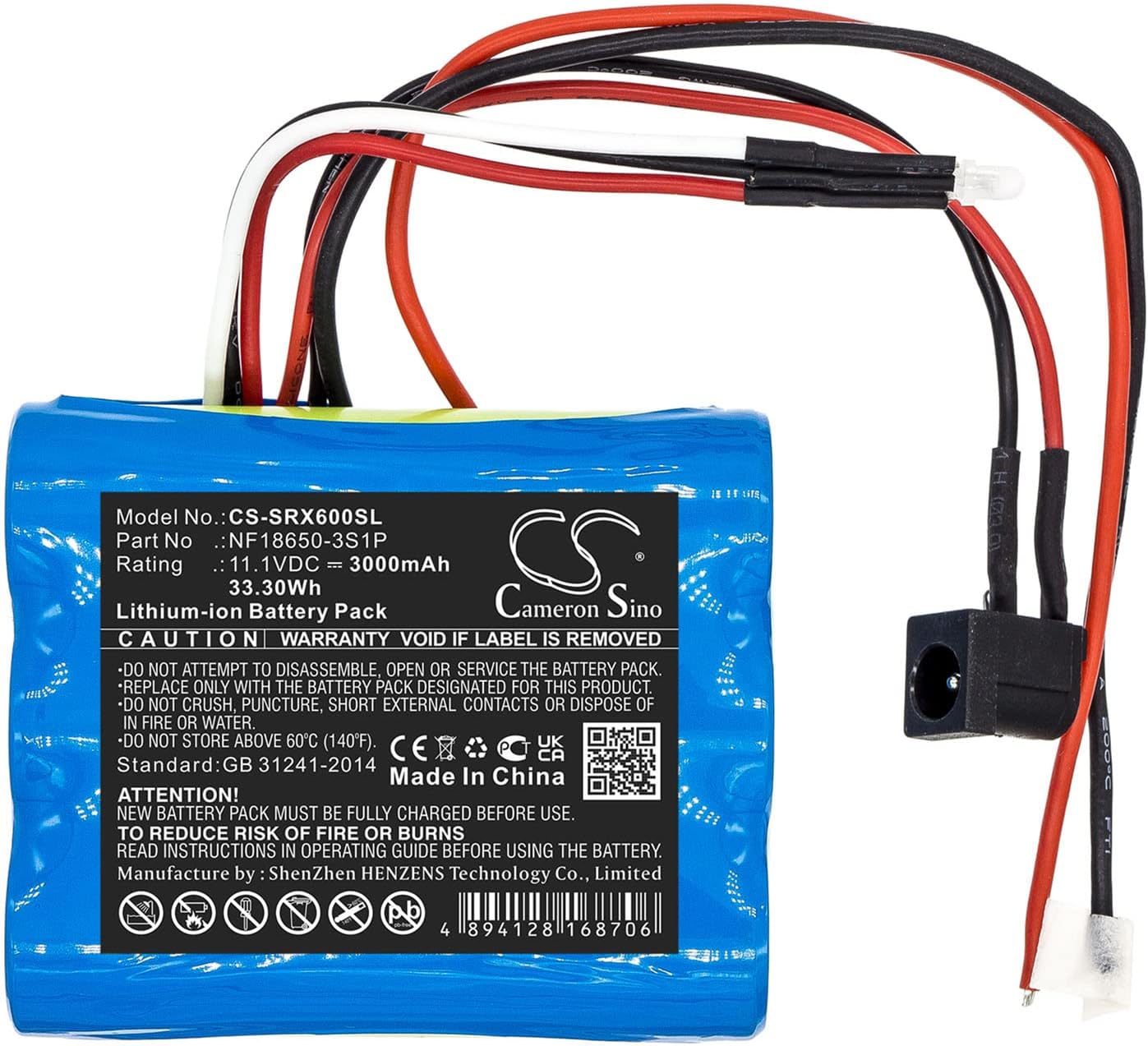 Cameron Sino Battery for Sherpa SX-LIS06B PN:Sherpa NF18650-3S1P 3000mAh / 33.30Wh