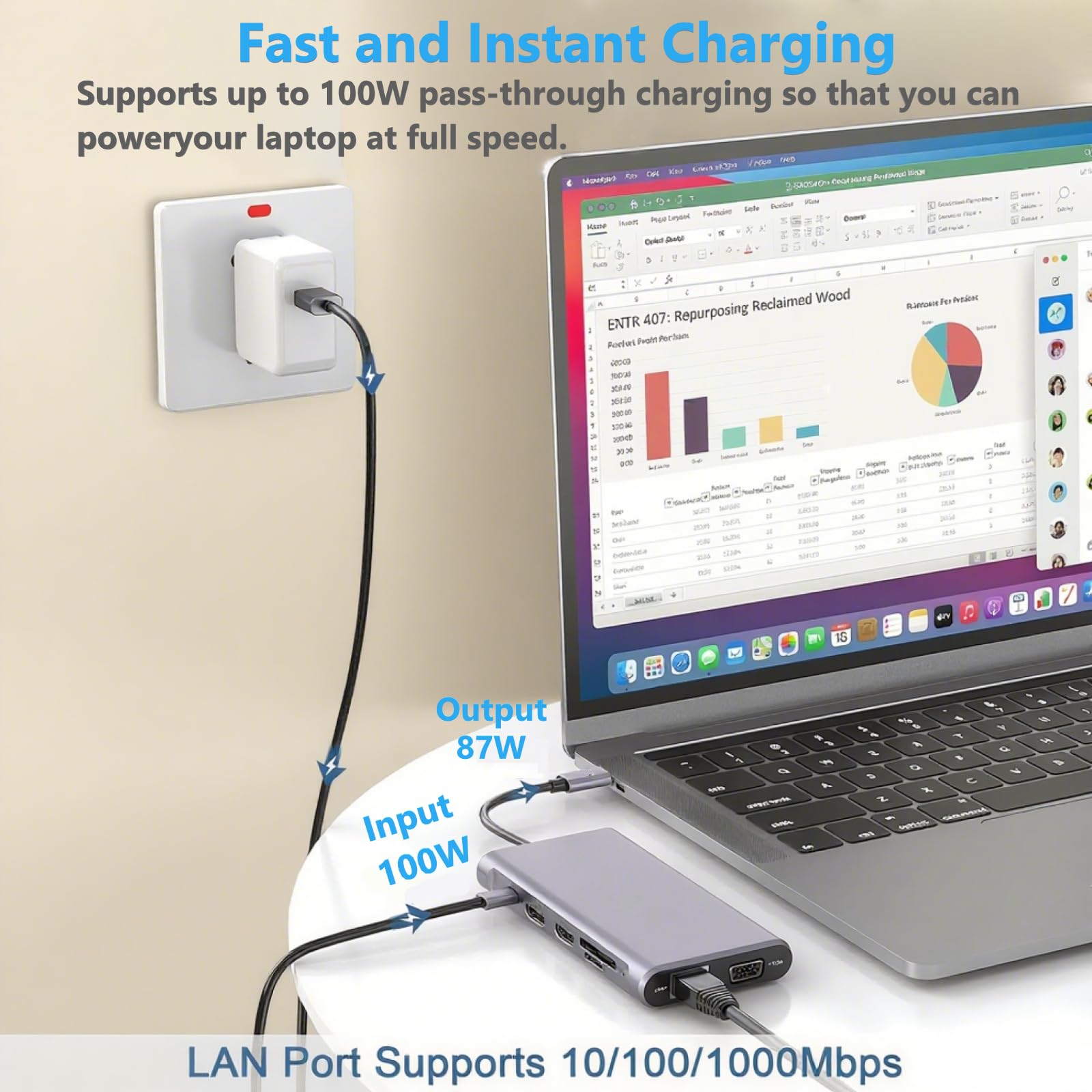 12-in-1 USB-C Docking Station mit Dual HDMI (4K@60Hz), Gigabit LAN, 100W PD, USB 3.0/2.0, SD/TF-Kartenleser - Universeller Laptop Dock für Laptops/PC