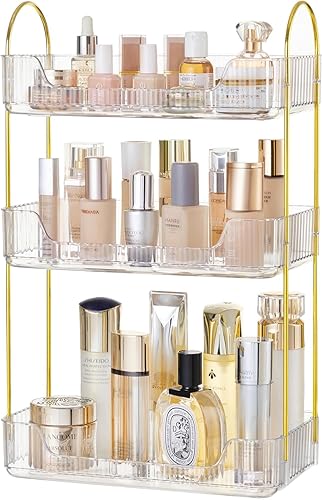 HBlife Organizador de baño de 3 niveles, organizador de maquillaje, bandeja de perfume, organizador de cuidado de la piel para baño, tocador, disponible en Yaxa Peru